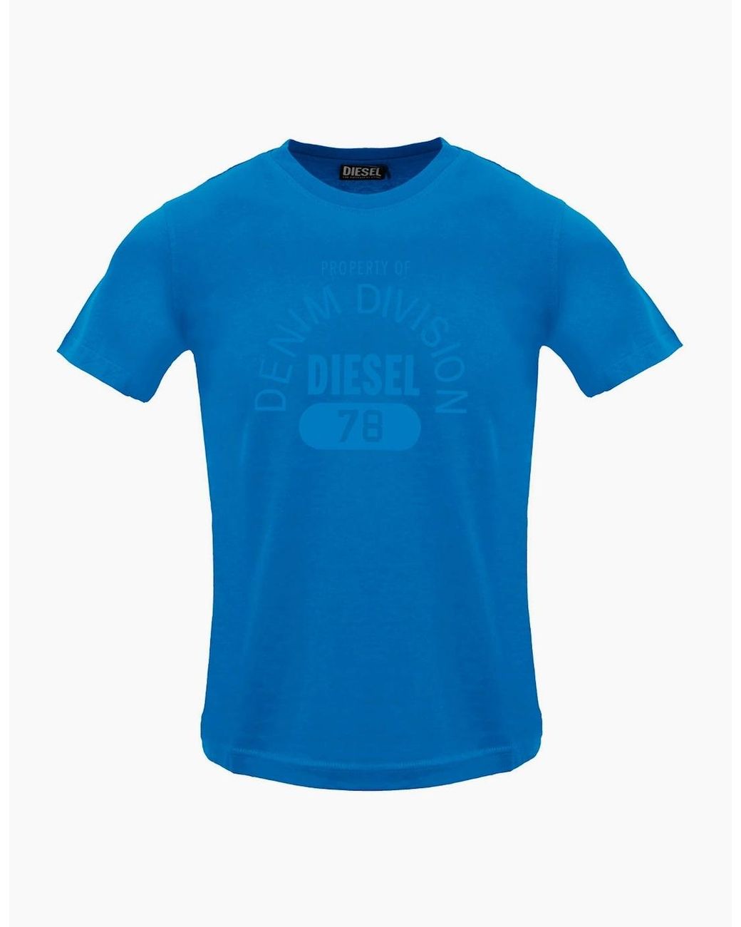DIESEL Blue Monotone Property Of Denim Division Logo Sapphire T-Shirt for men