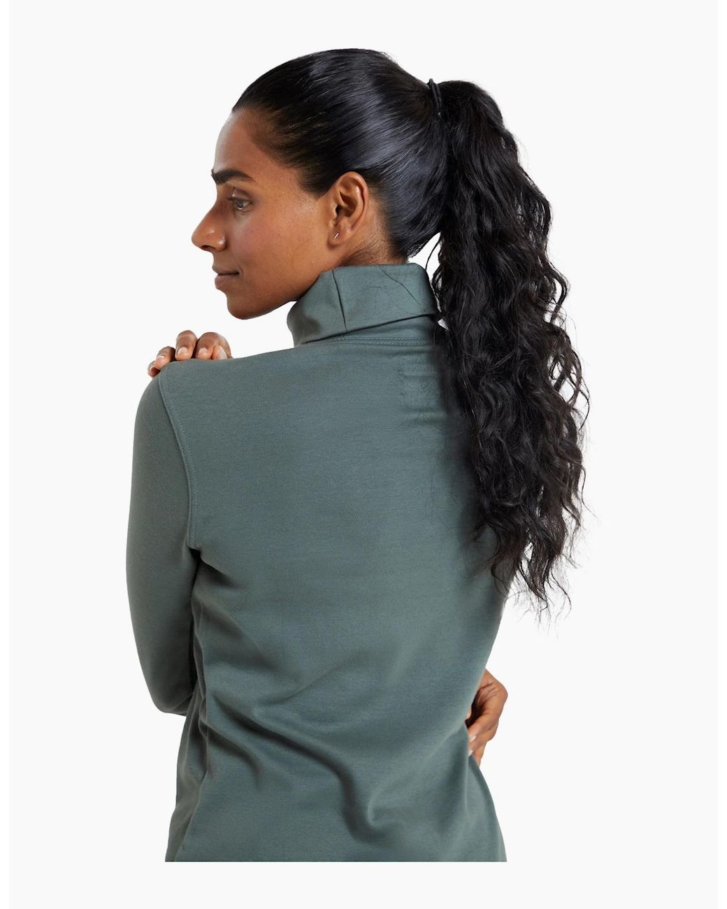 Mountain Warehouse Green Ladies Meribel Cotton Roll Neck Long-Sleeved Top