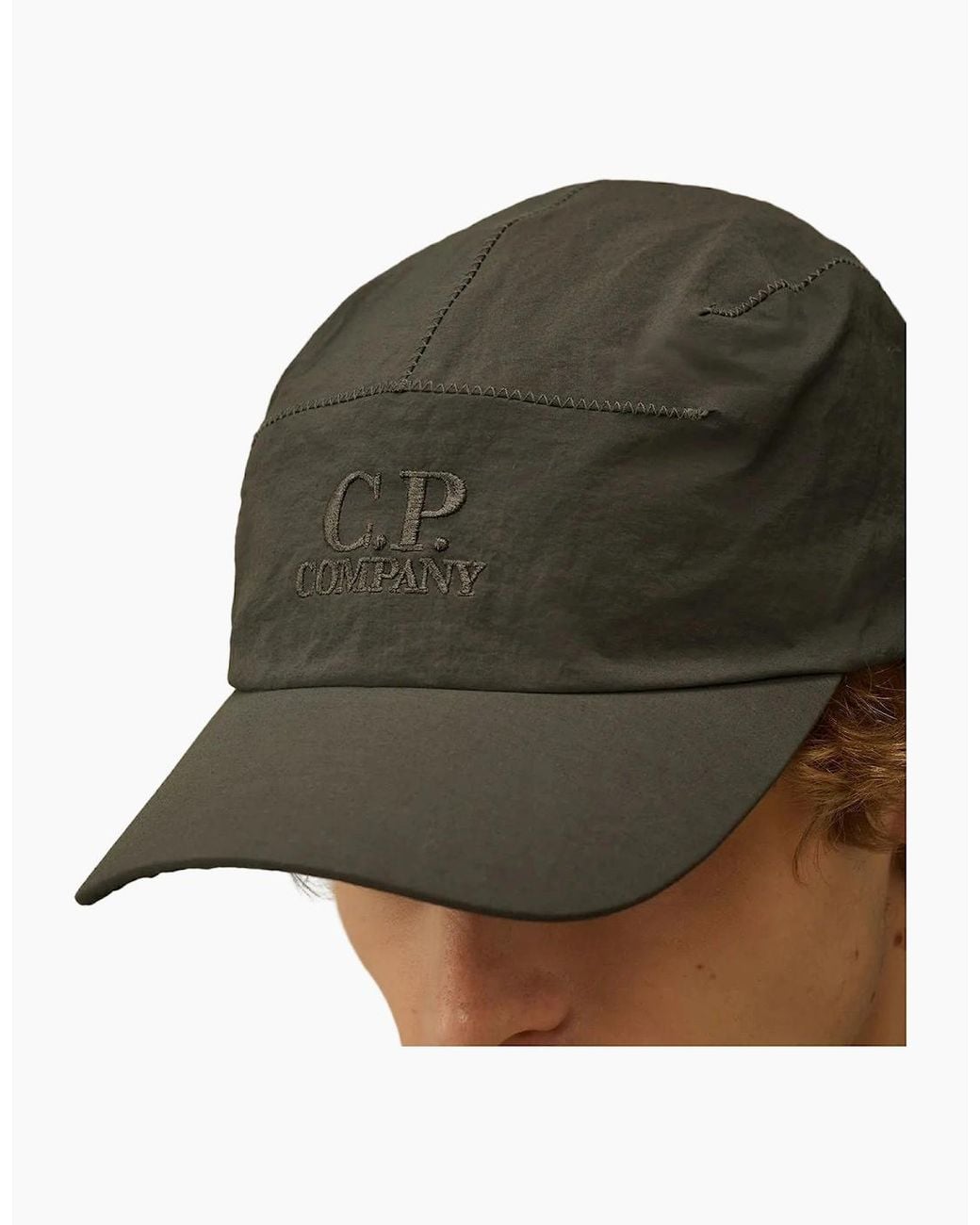 C P Company Black P.P.T. Embroidered Logo Cap for men