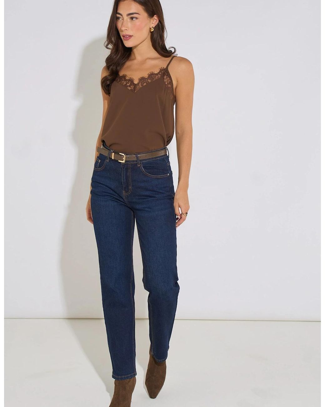 Gini London Blue Lace Trim Strappy Cami
