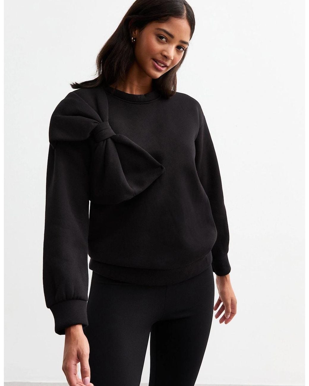 Gini London Black Bow Patch Oversized Jumper