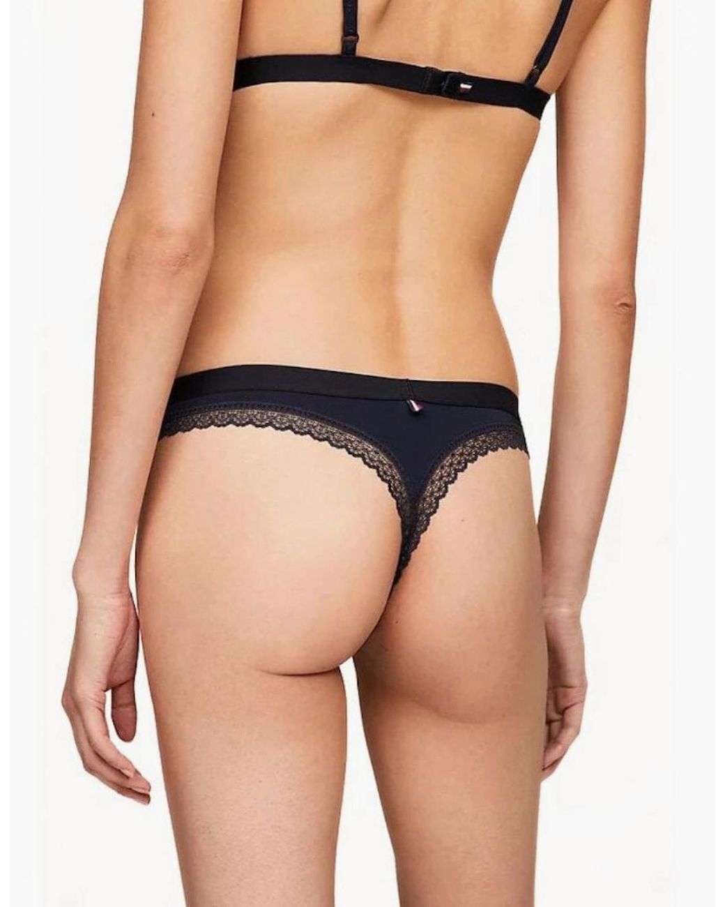 Tommy Hilfiger Blue Th Tonal Logo Lace Thong