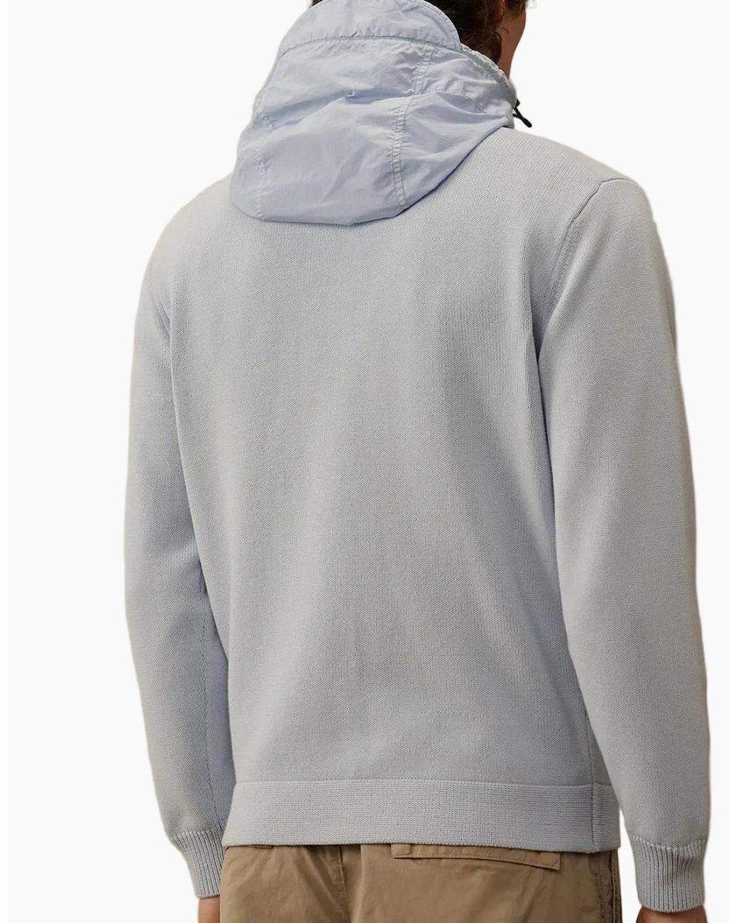 C P Company Gray Cotton Mixed Hooded Lens Knit for men