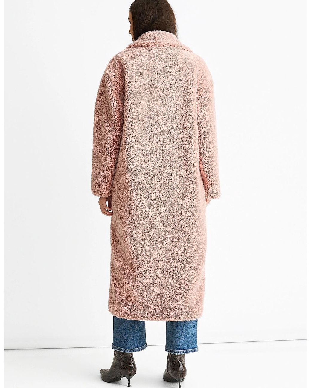 Gini London Natural Blush Longline Teddy Coat
