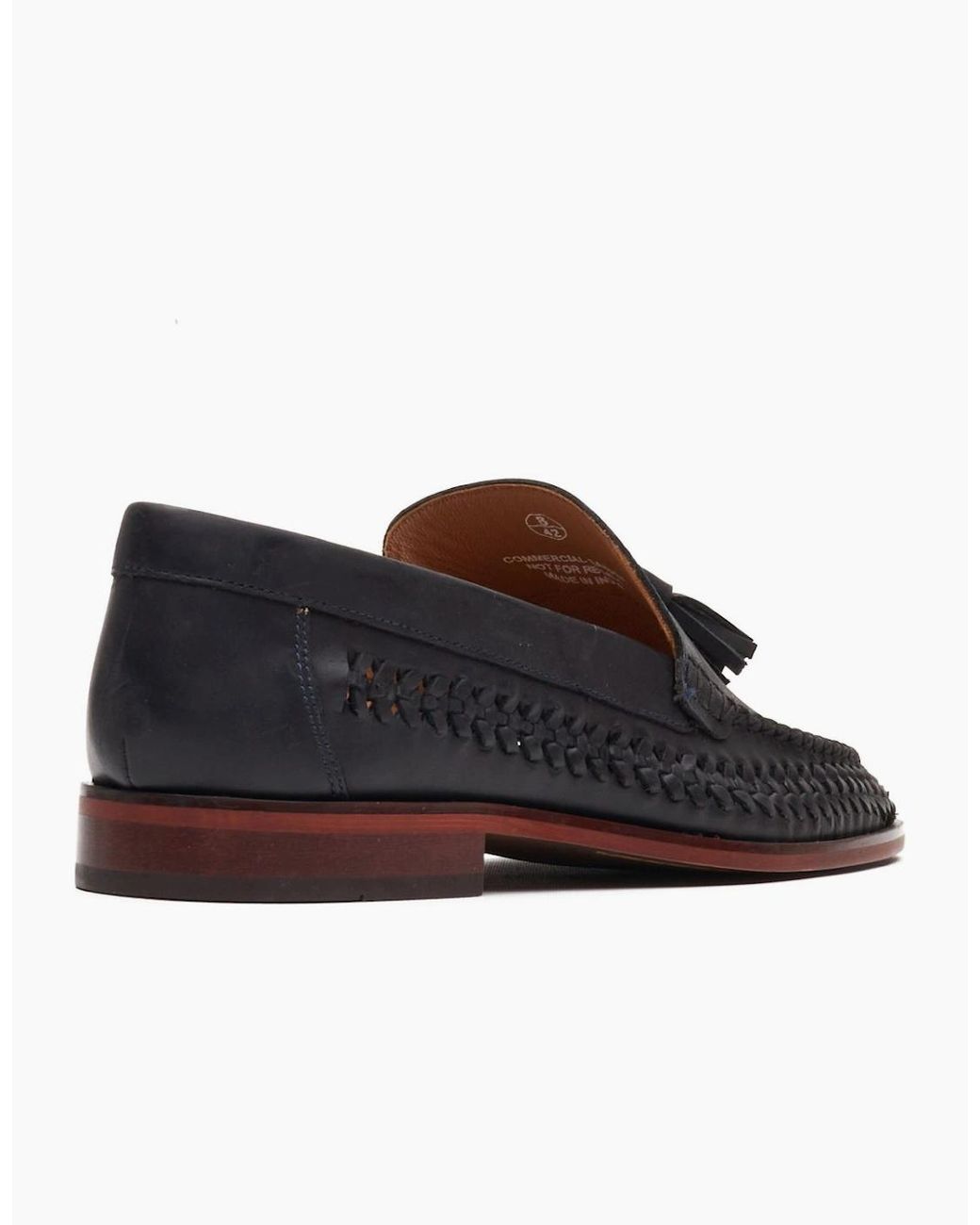 Base London Black Bracken Leather Weave Loafers for men