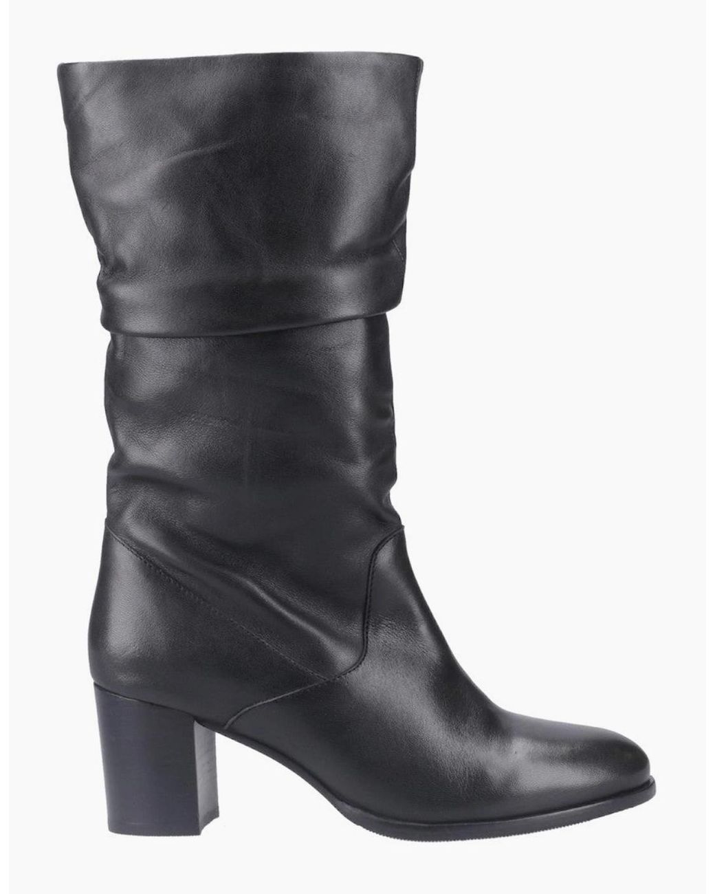 Hush Puppies Black Cosima Lthr Ruched Boot Tall Boots