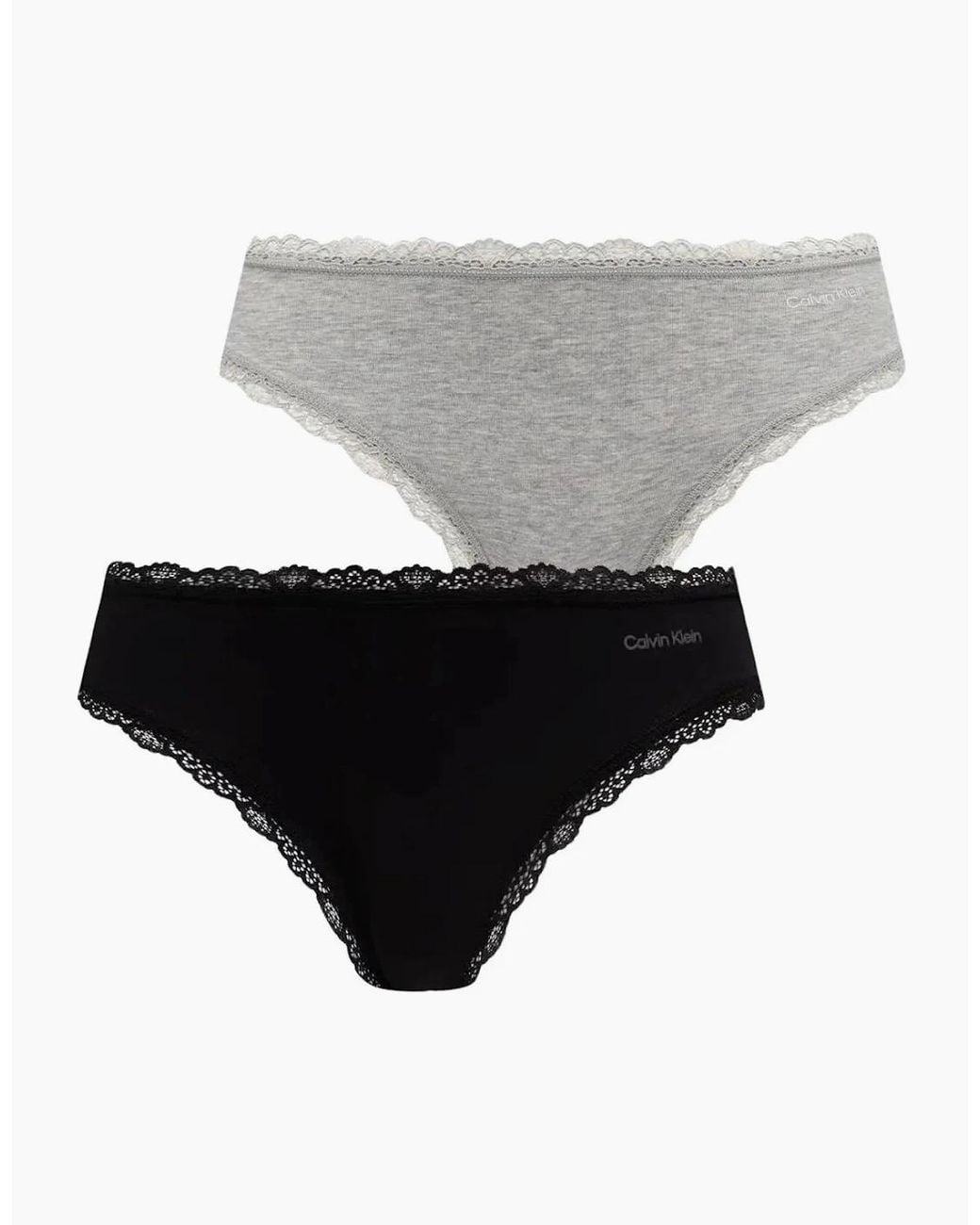 Calvin Klein Gray 2-Pack Modern Cotton Lace Bikini Briefs, Heather