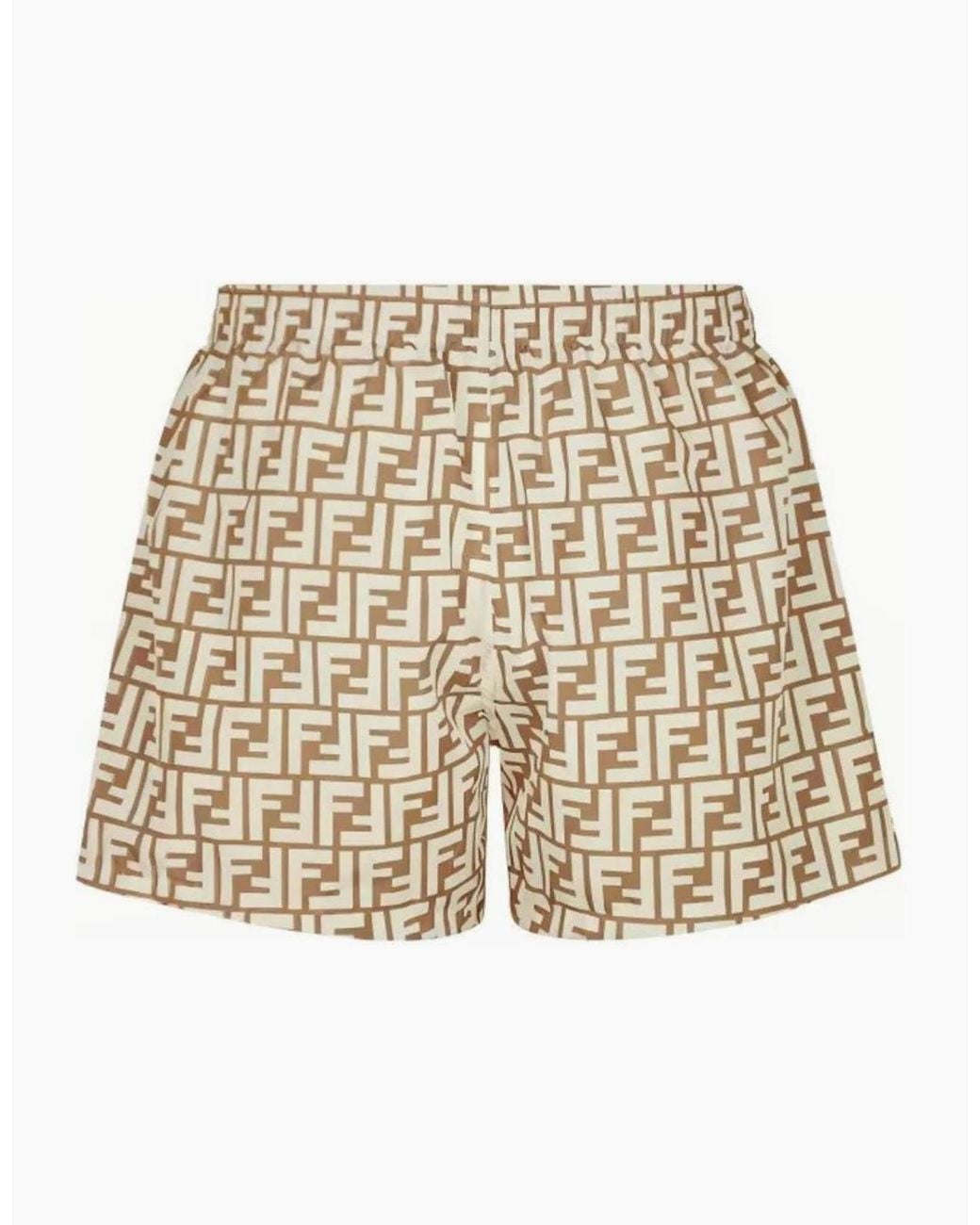 Fendi Natural Ff Print Swim Shorts for men