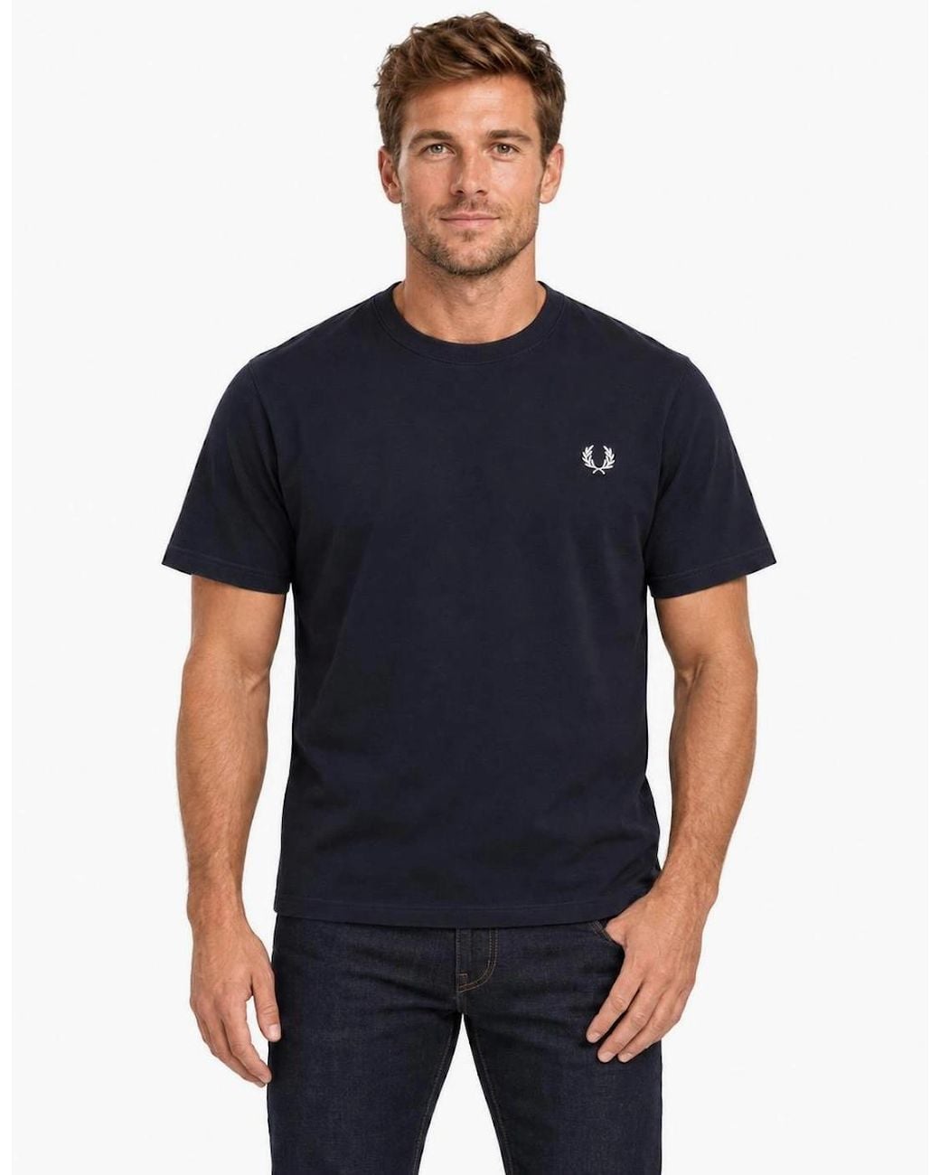 Fred Perry Blue Crew Neck T-Shirt for men