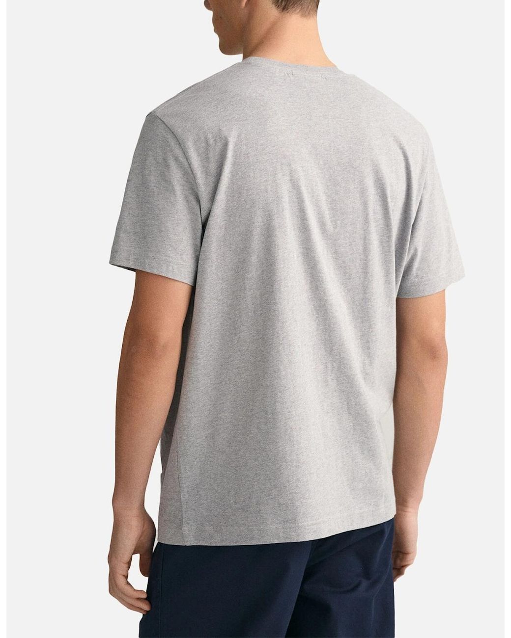 Gant Gray T Shirts Shield Logo Crew Neck Short Sleeve Cotton Summer Casual Tee for men