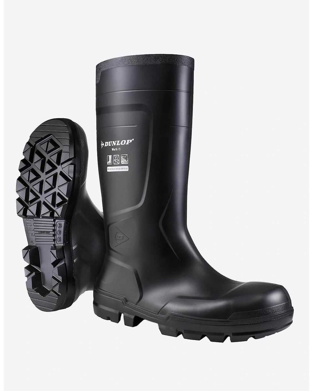 Dunlop Black Work-It Full Safety Waterproof Wellington for men