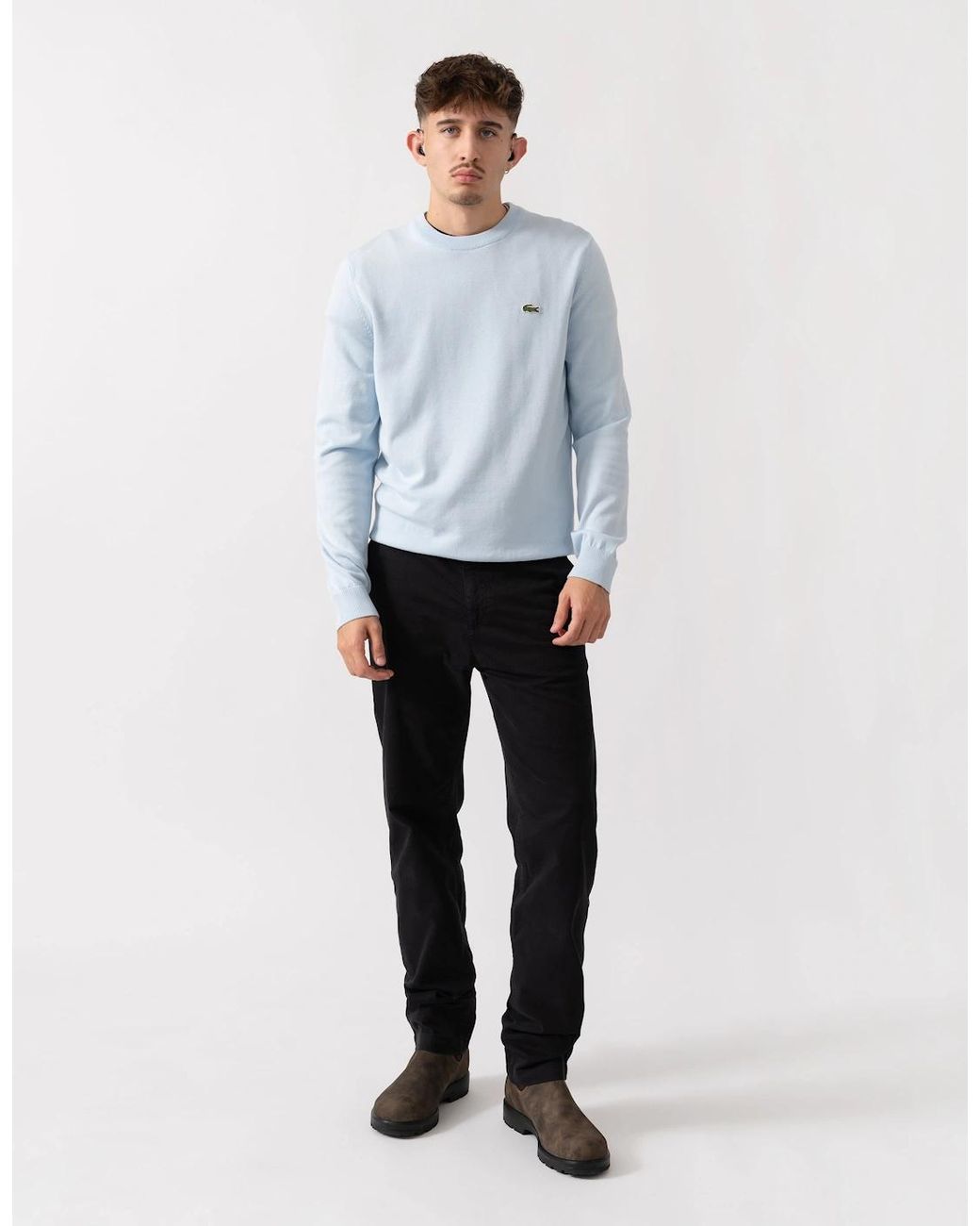 Lacoste Blue Organic Cotton Crew Neck Sweater for men