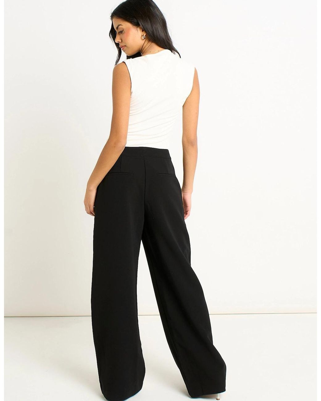 Gini London Black Wide Leg Tailored Trousers