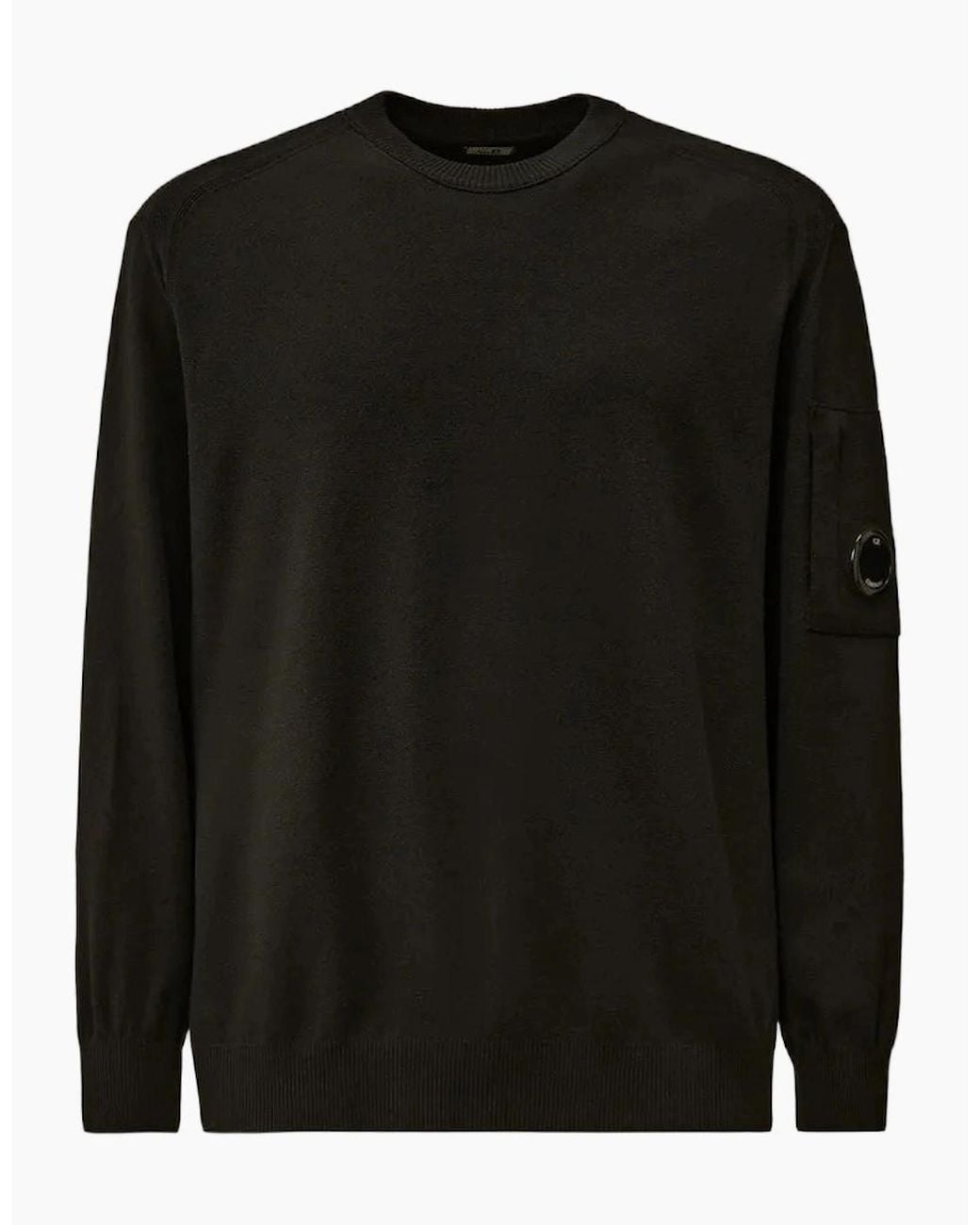 C P Company Black Extrafine Merino Wool Lens Knit for men