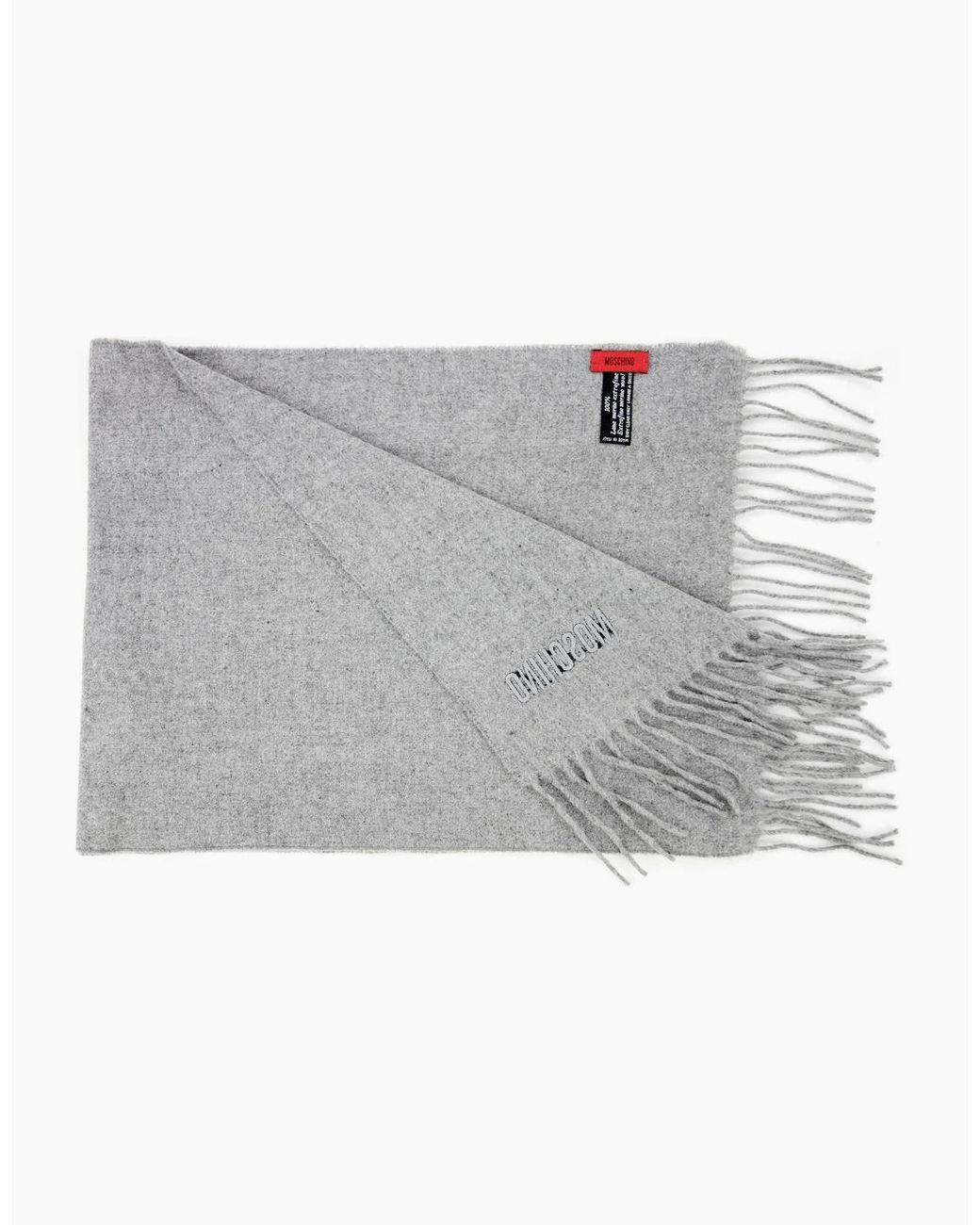 Love Moschino Gray Sciarpa Knitted Logo Scarf Light for men