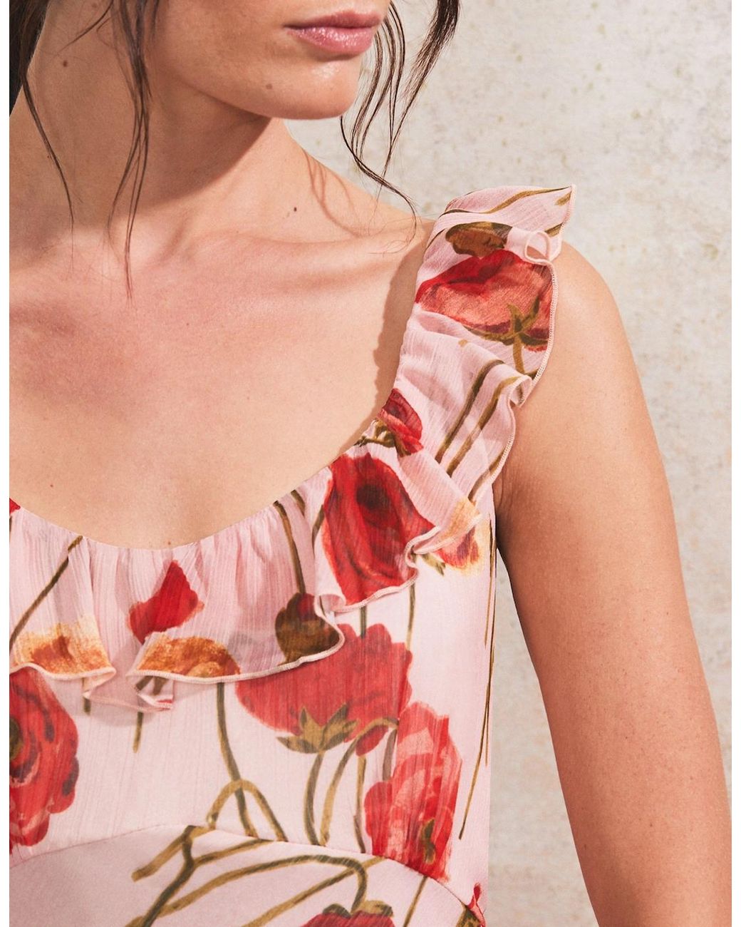 Ro&zo Pink Rosie Poppy-Print Ruffle-Detail Dress