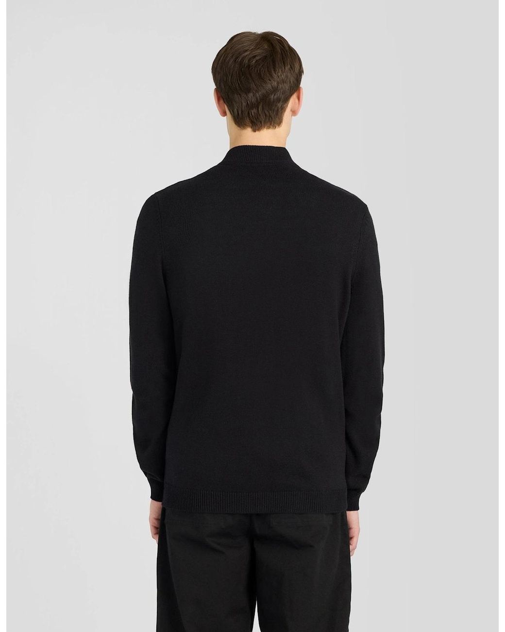 Lyle & Scott Black Cotton Merino Zip Cardigan for men