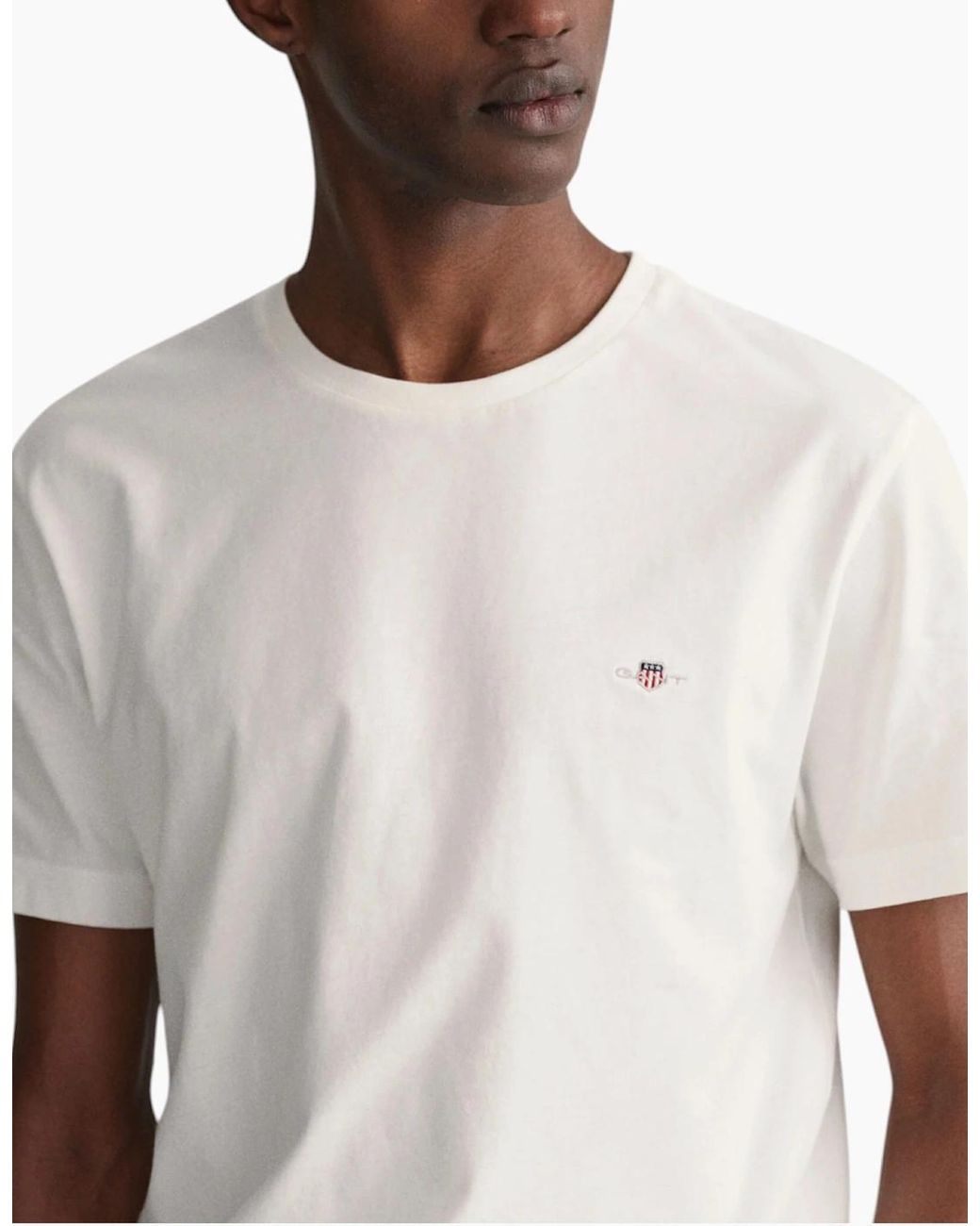 Gant White T Shirts Shield Logo Crew Neck Short Sleeve Cotton Summer Casual Tee for men