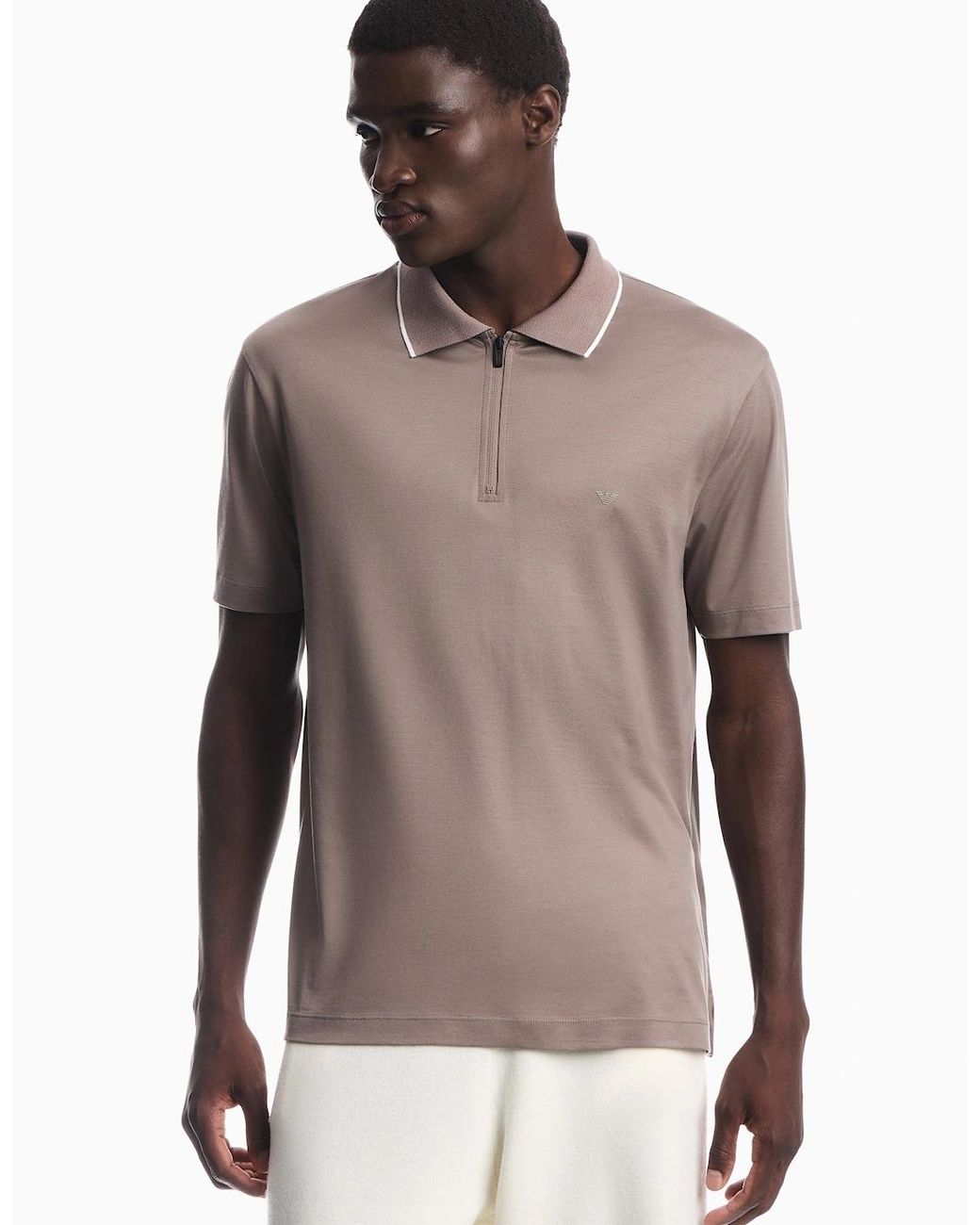 Emporio Armani Gray Contrast Collar Polo for men