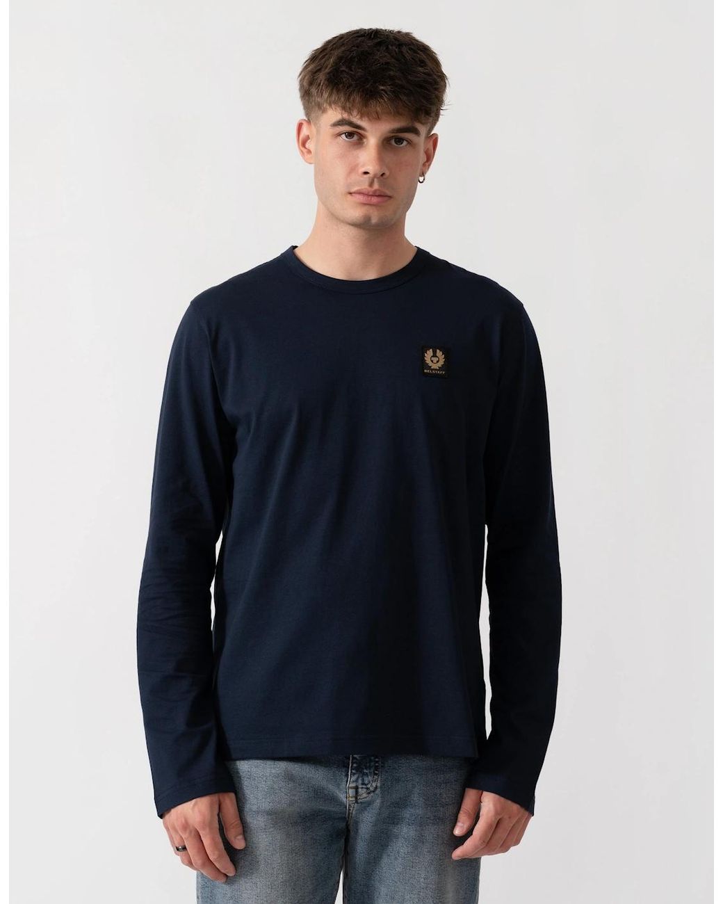 Belstaff Blue Long Sleeved Logo T-Shirt for men
