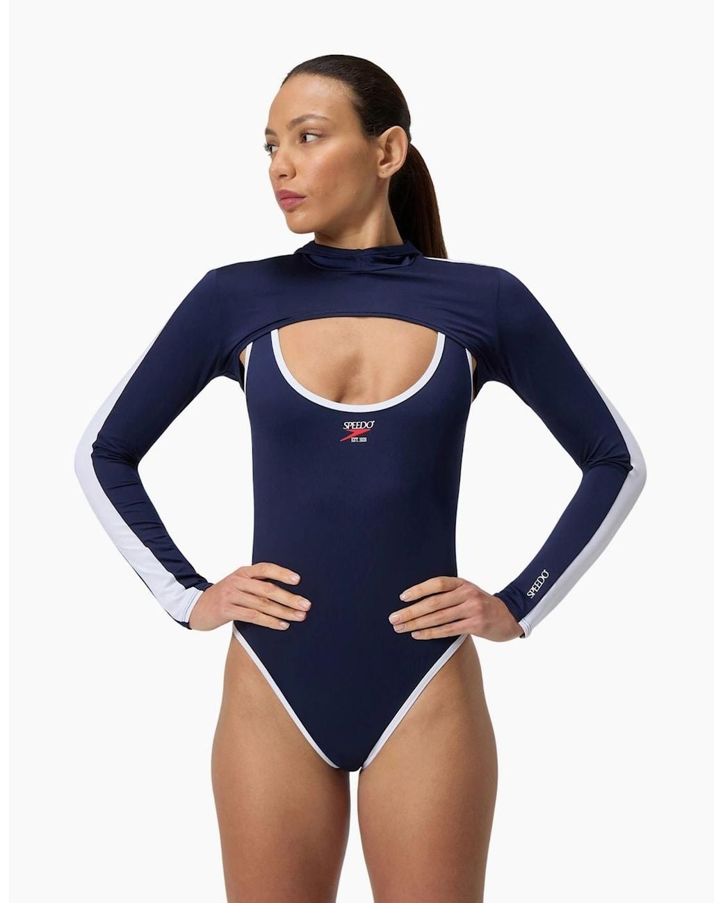 Speedo Blue Ladies Hooded Long-Sleeved Shrug