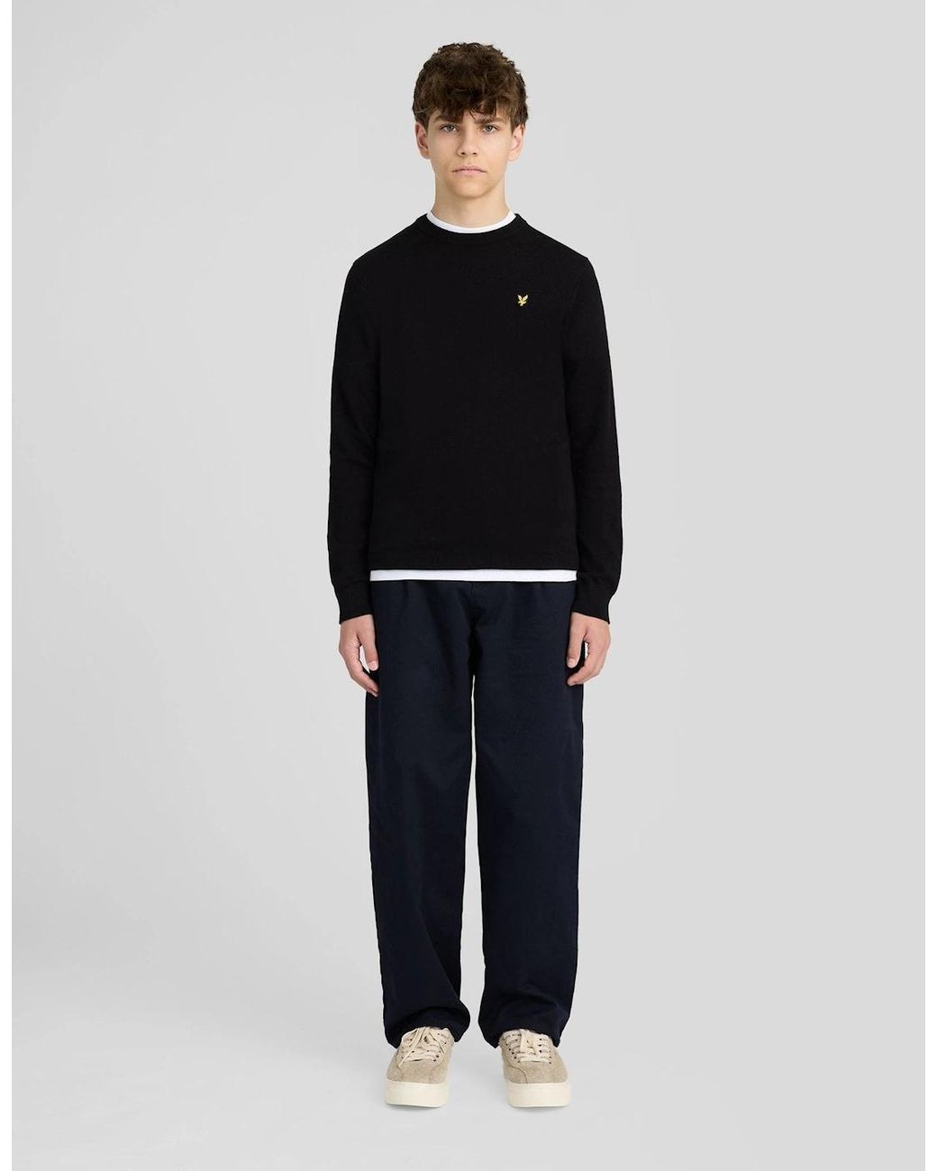 Lyle & Scott Black Cotton Crew Neck Jumper for men