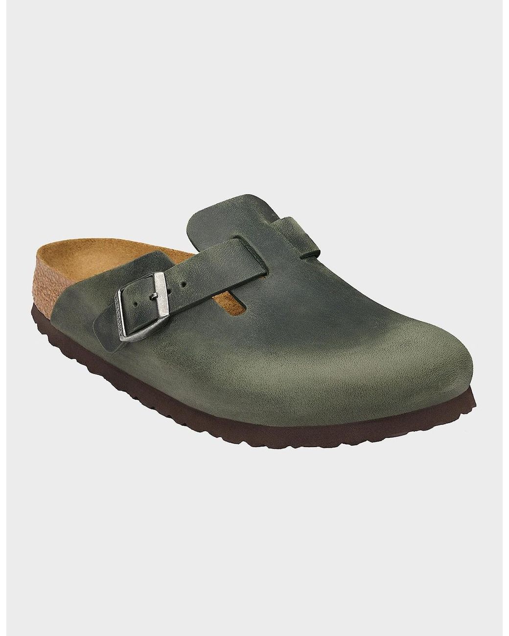 Birkenstock Boston Green Oiled Nubuck Leather Clogs
