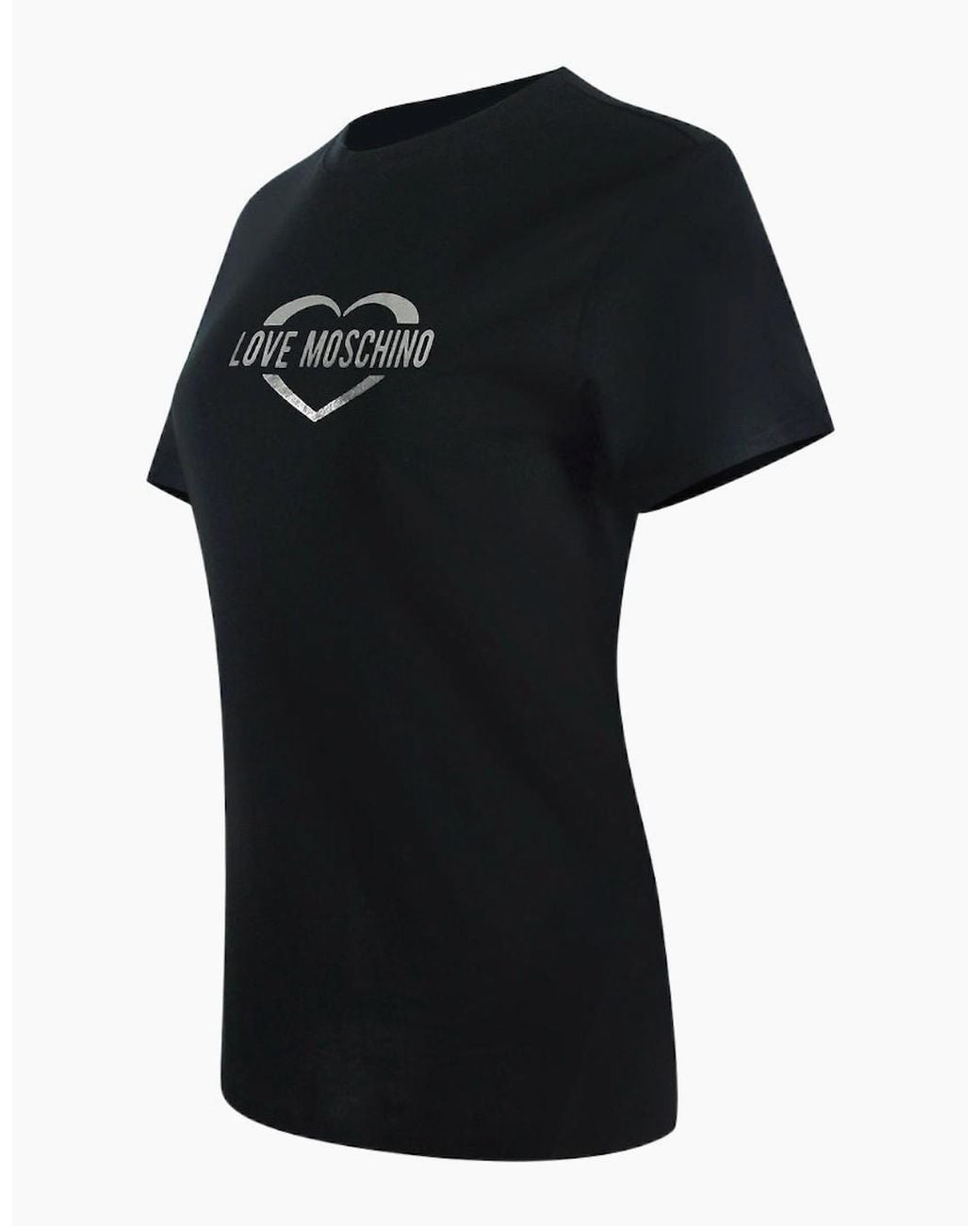 Love Moschino Black Shiny Heart Logo T-Shirt