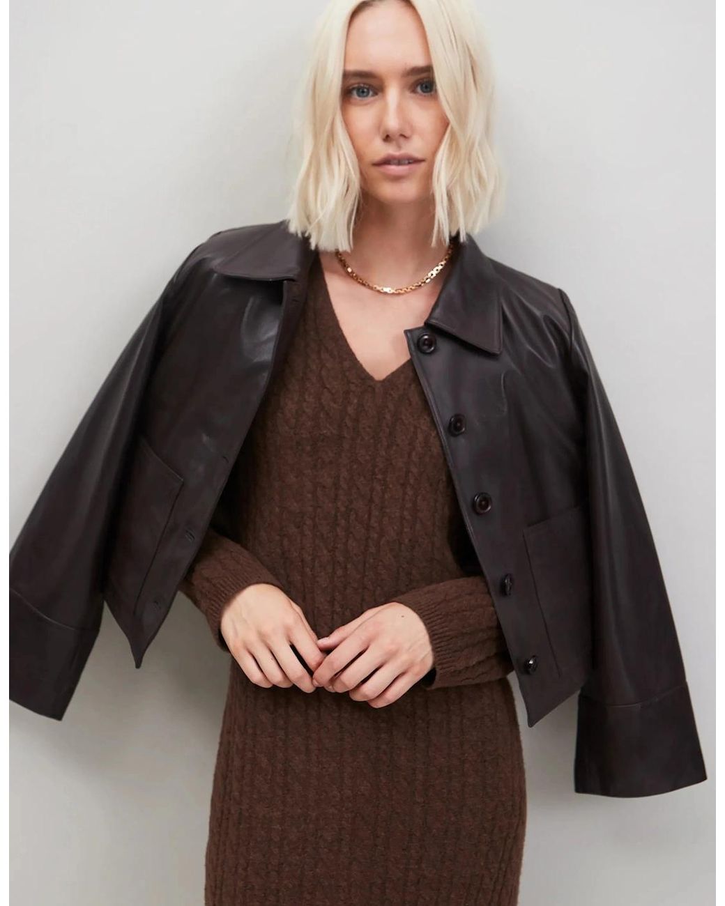 Ro&zo Brown Chocolate Cable Knit Dress