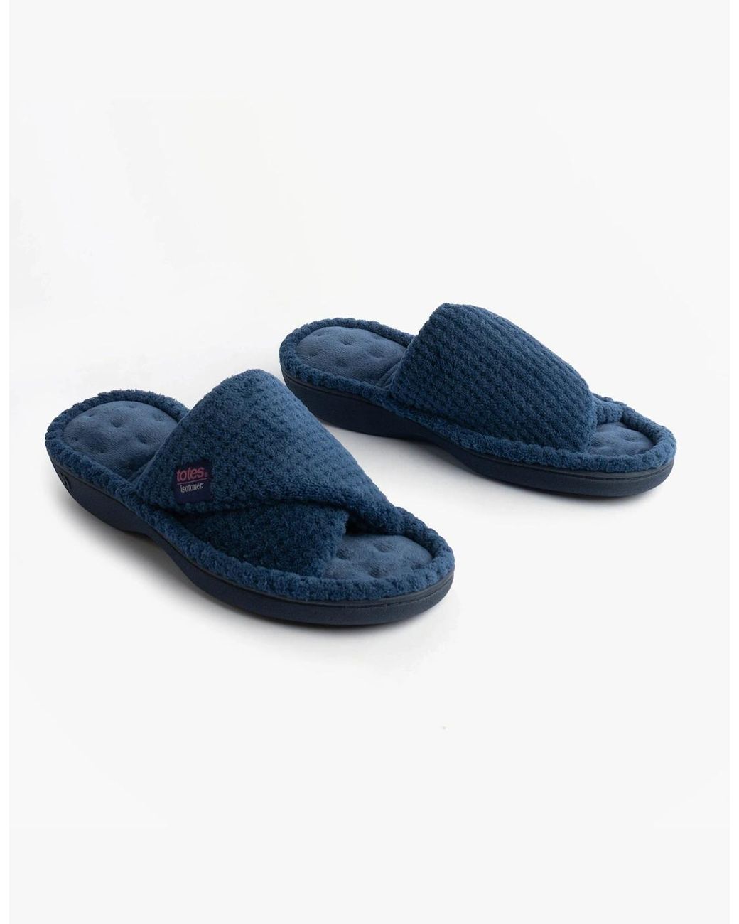 Totes Blue Isotoner Popcorn Turnover Open Toe Mule Slippers