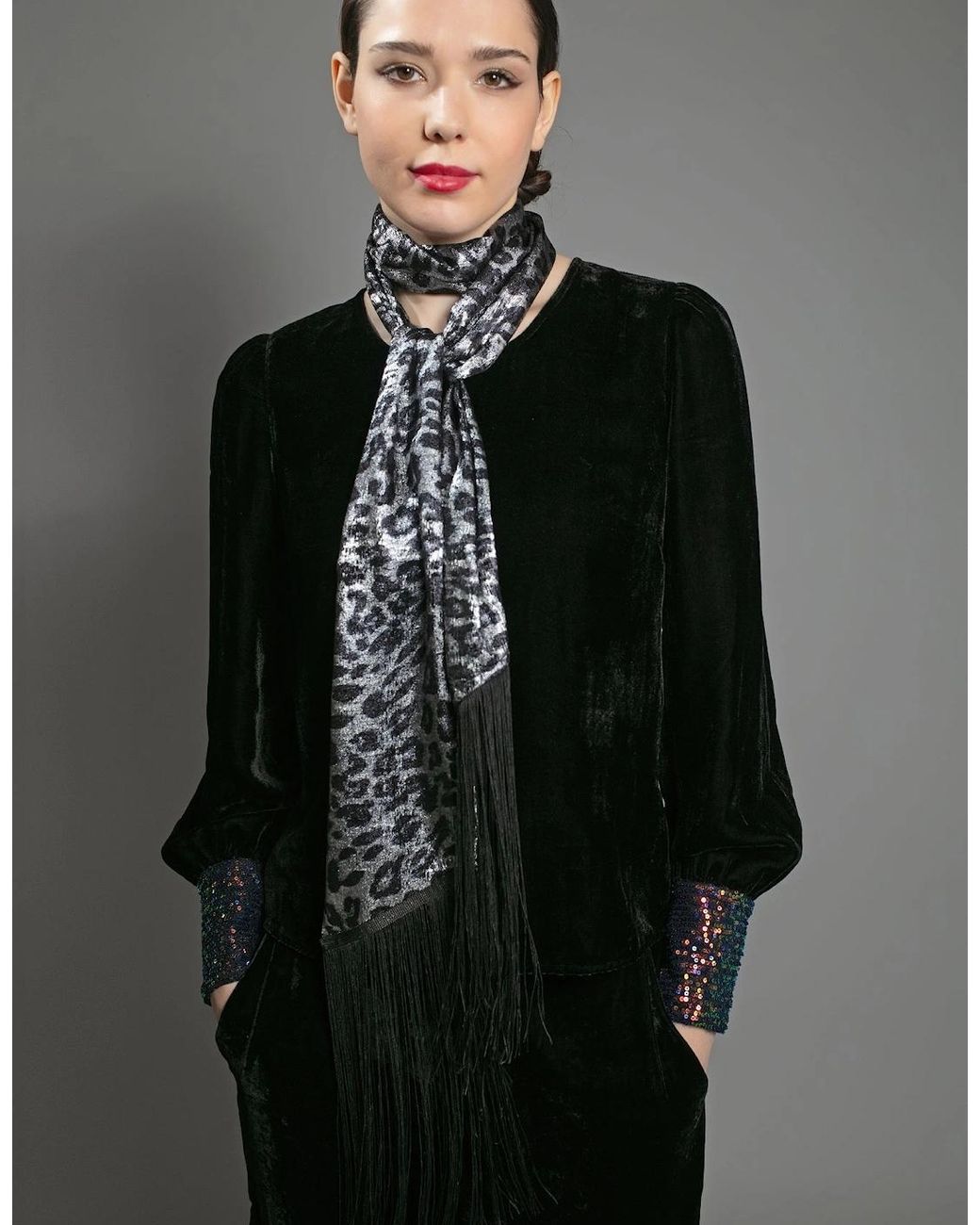 Nooki Design Black Stevie Lame Scarf