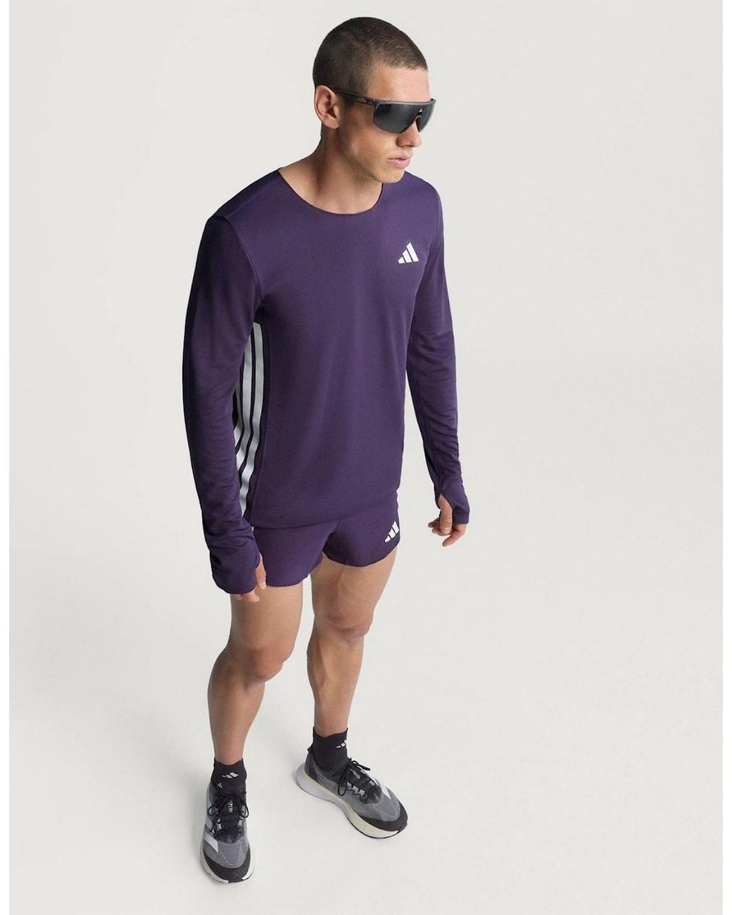 Adidas Blue Adizero Running Long Sleeve Top for men