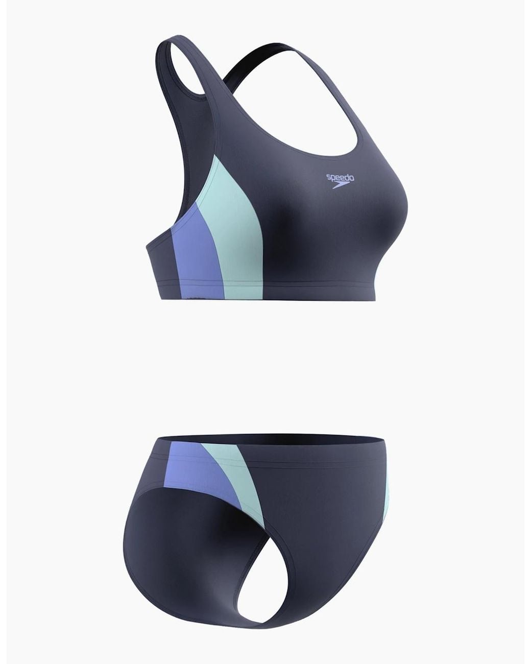 Speedo Blue Ladies Splice 2.0 Colour Block Two-Piece Swimsuit