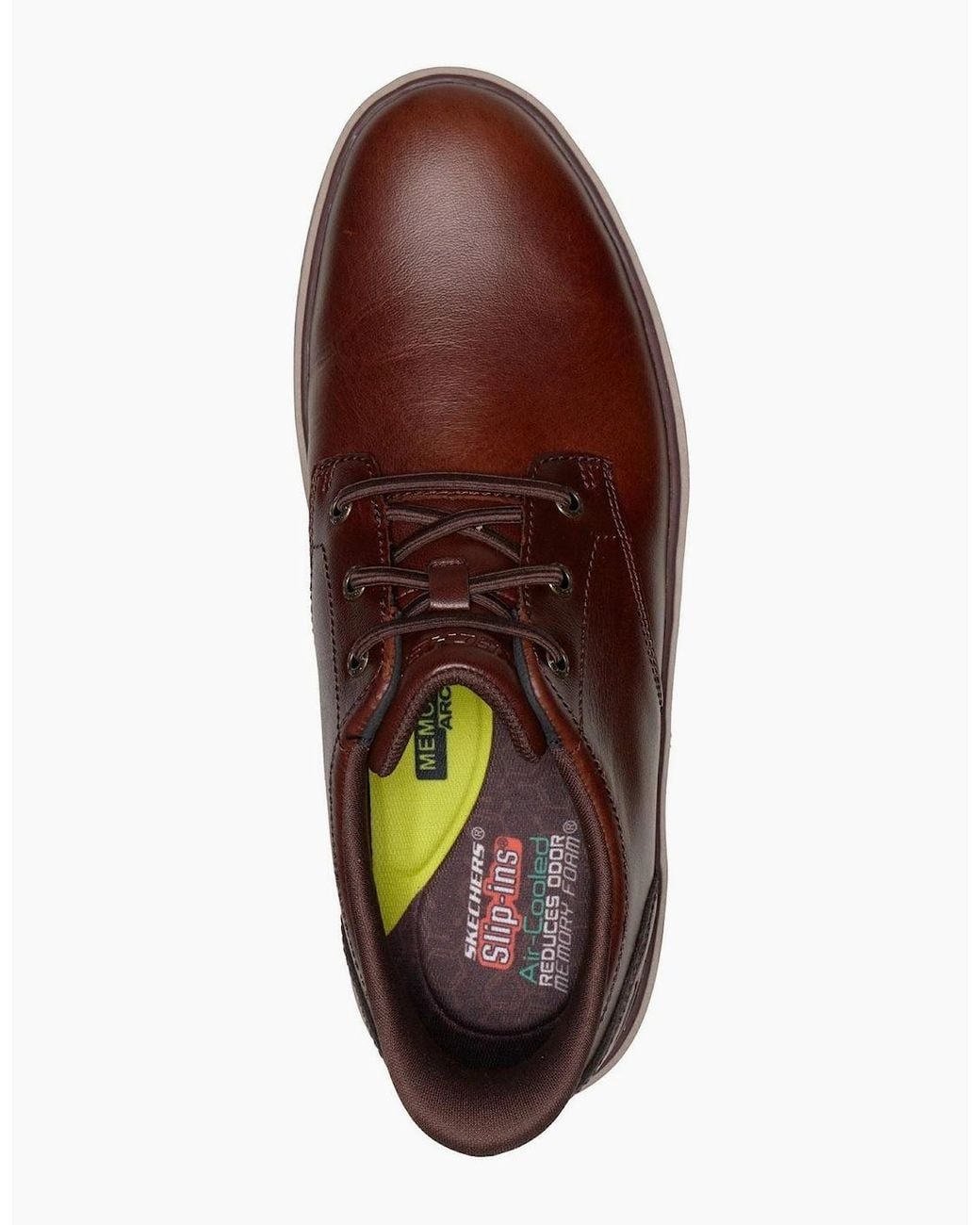 Skechers Brown Burkett Lonzo Leather Leather Lace-Up Shoes for men