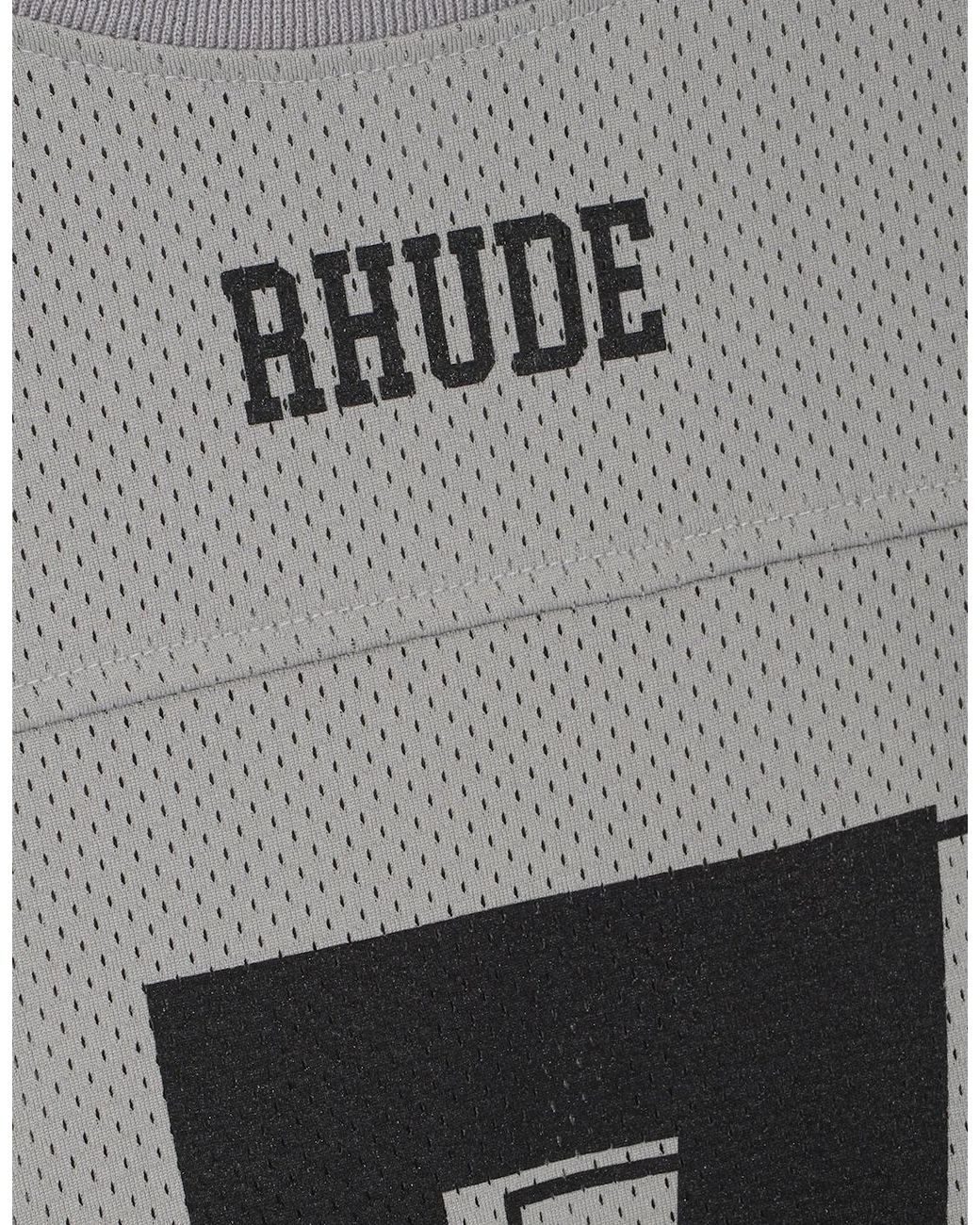 Rhude Gray Lightning Football Jersey Tee for men