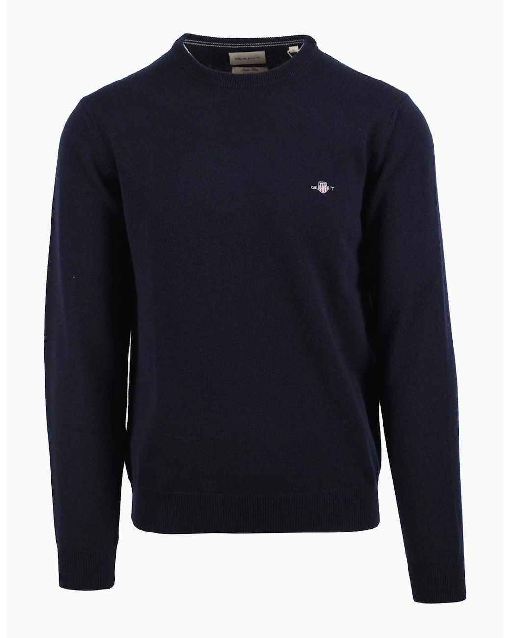 Gant Blue Superfine Lambswool Crew Neck Marine for men