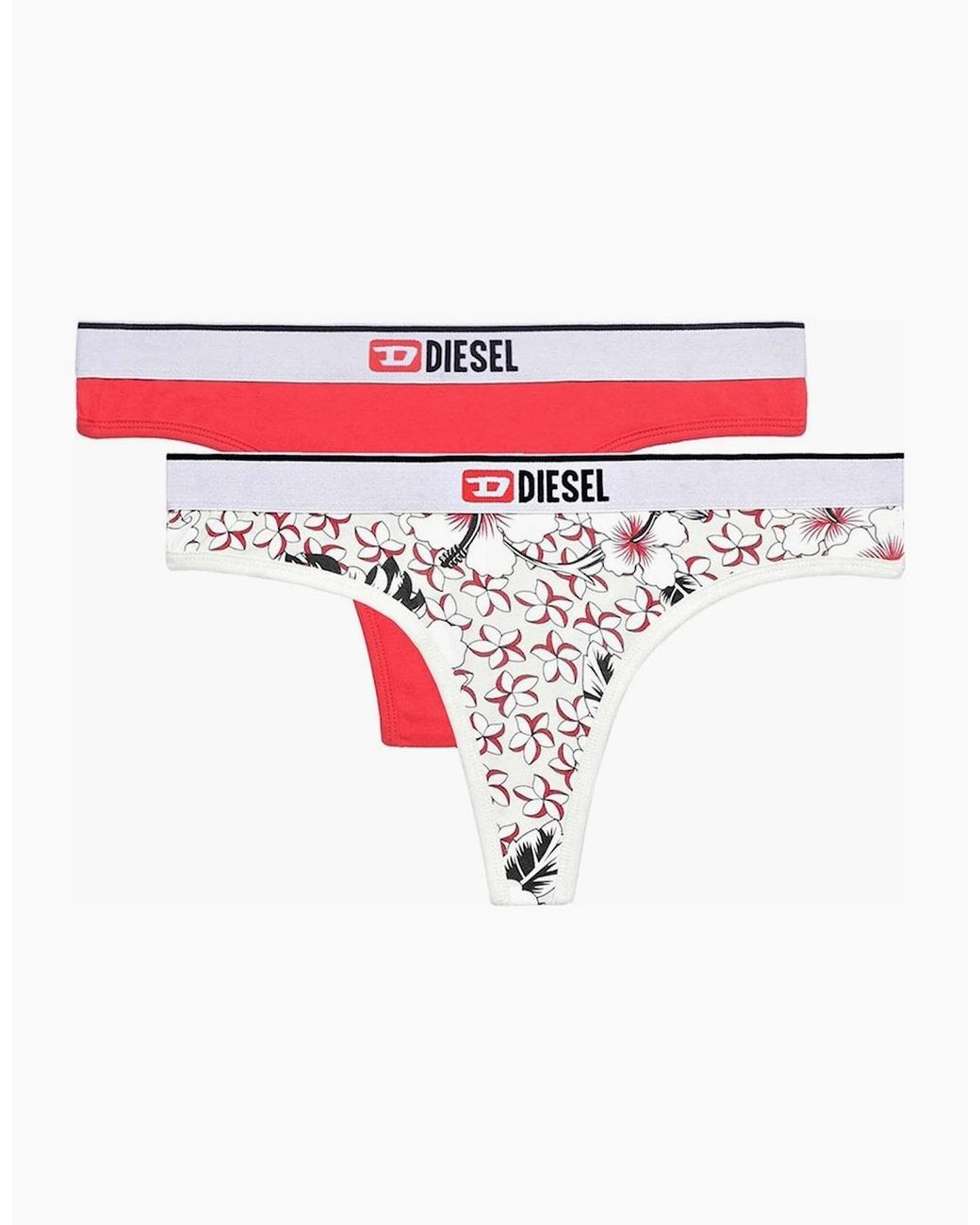 DIESEL White Ufst 2-Pack Thong, Print