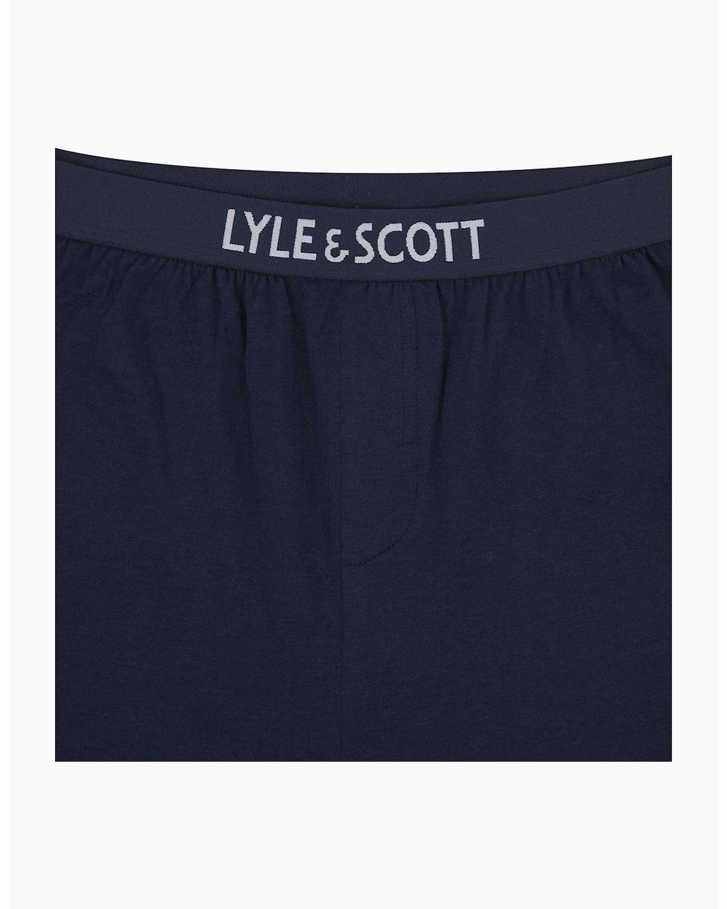 Lyle & Scott Blue Crew Neck Long Sleeve Wordmark Pyjama Set for men