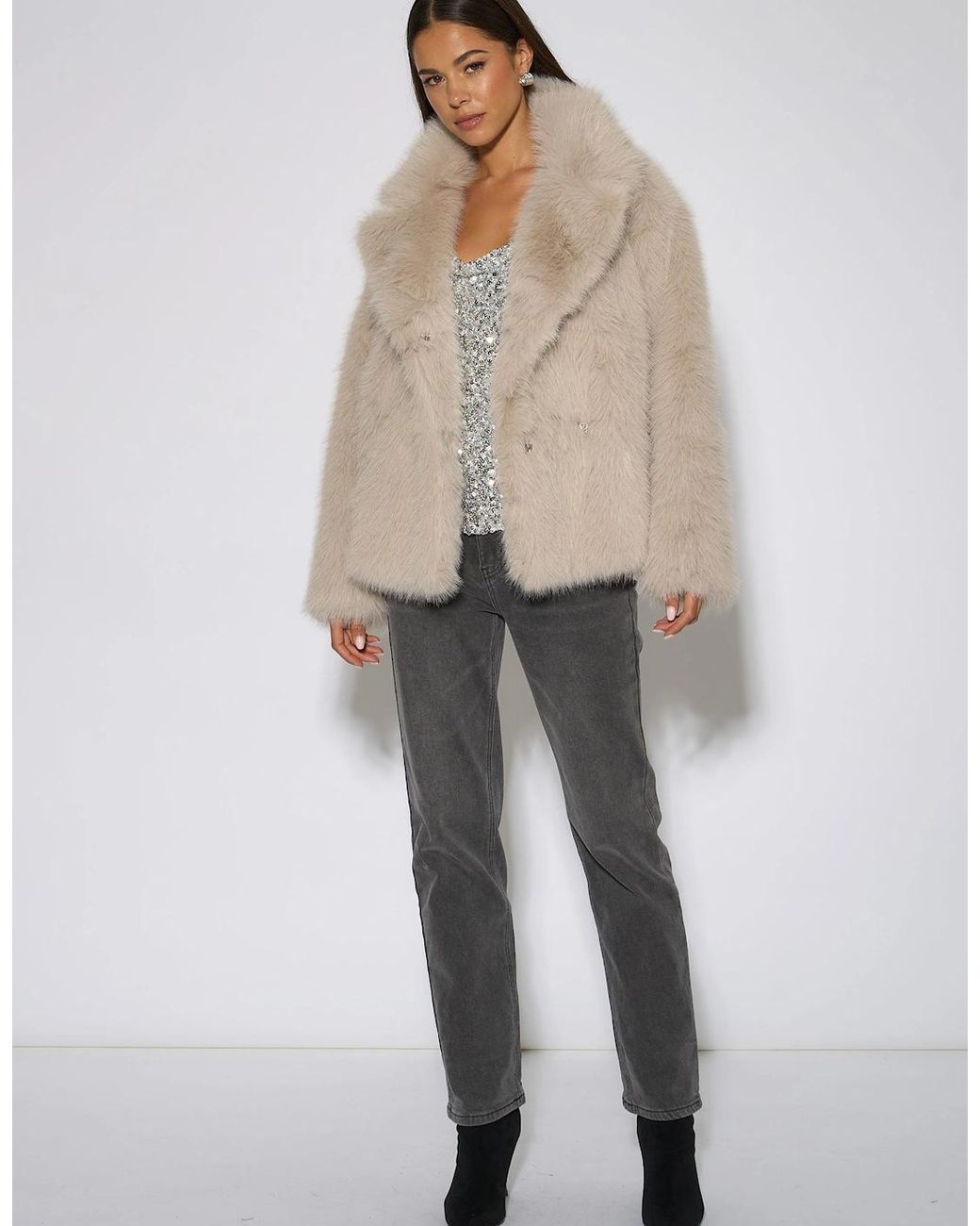 Gini London Natural Blonde Faux Fur Jacket