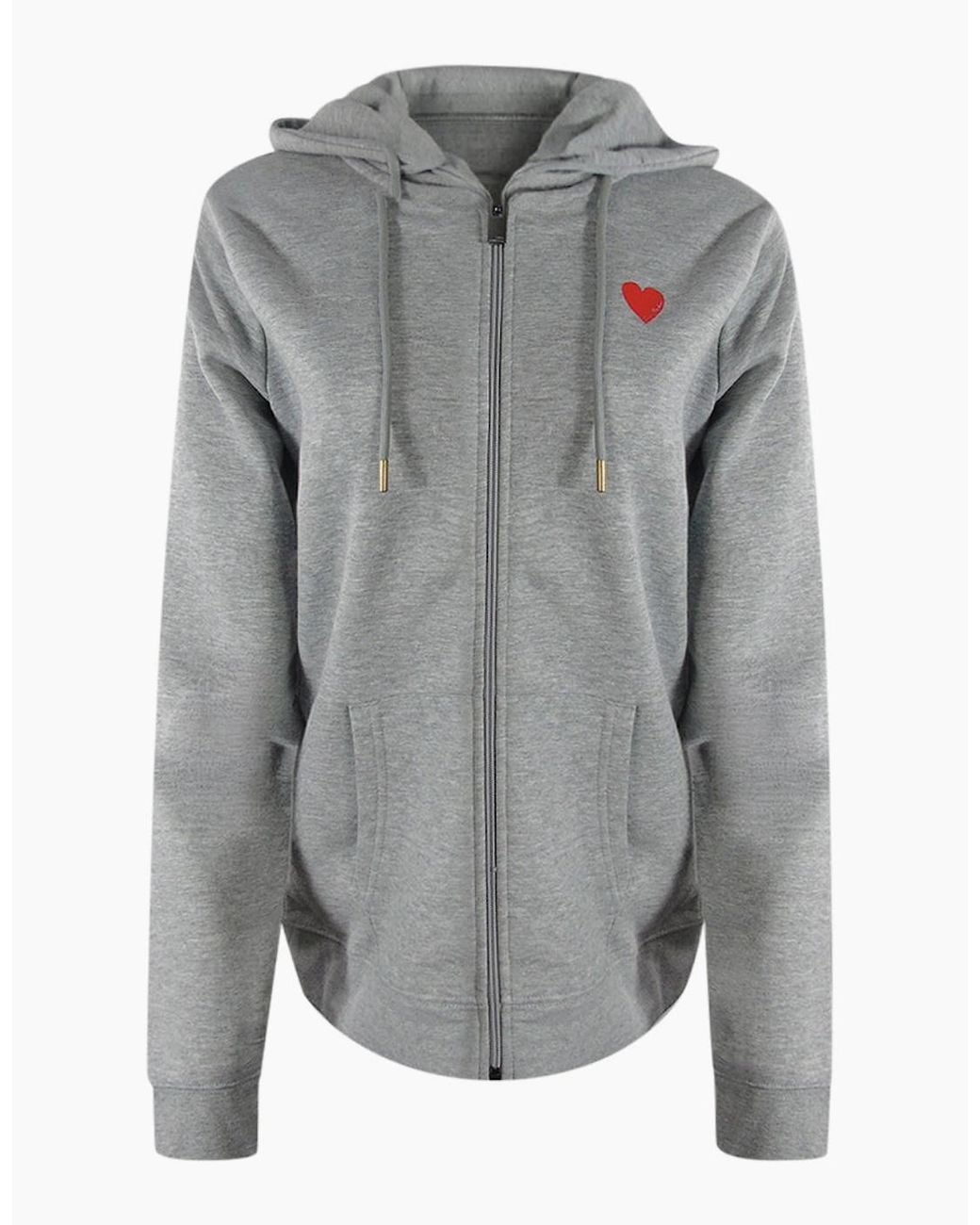 Love Moschino Gray Small Heart Logo Zip Hoodie