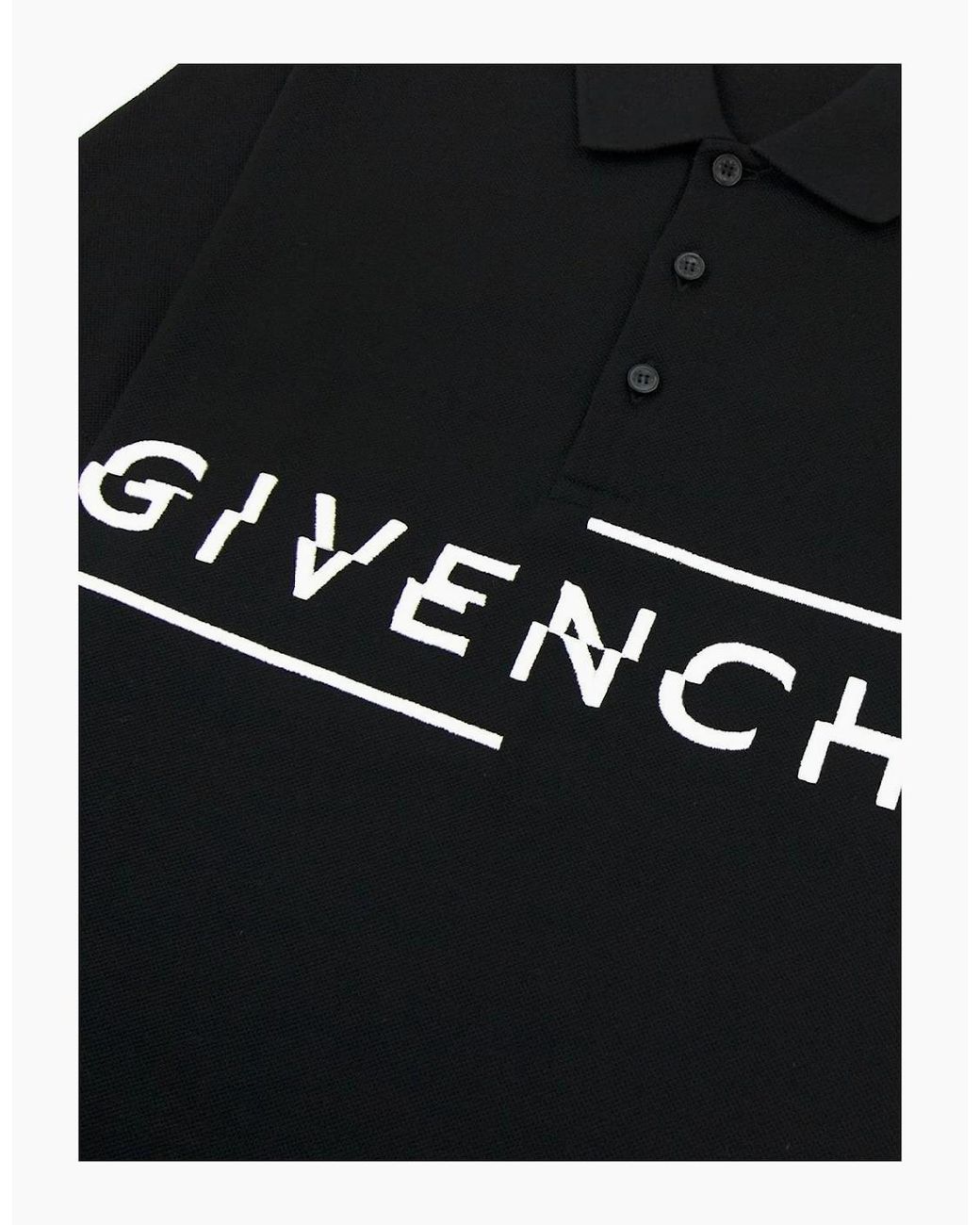 Givenchy Black Embroidered Split Logo Polo for men