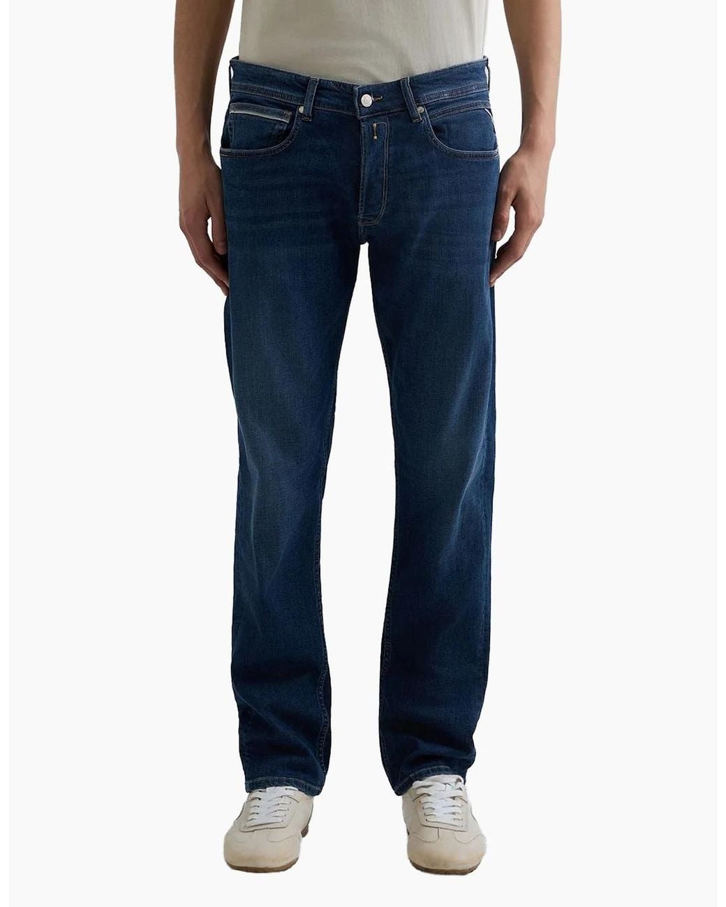 Replay Blue Glover Dna 573 Straight Fit Jean Deep for men