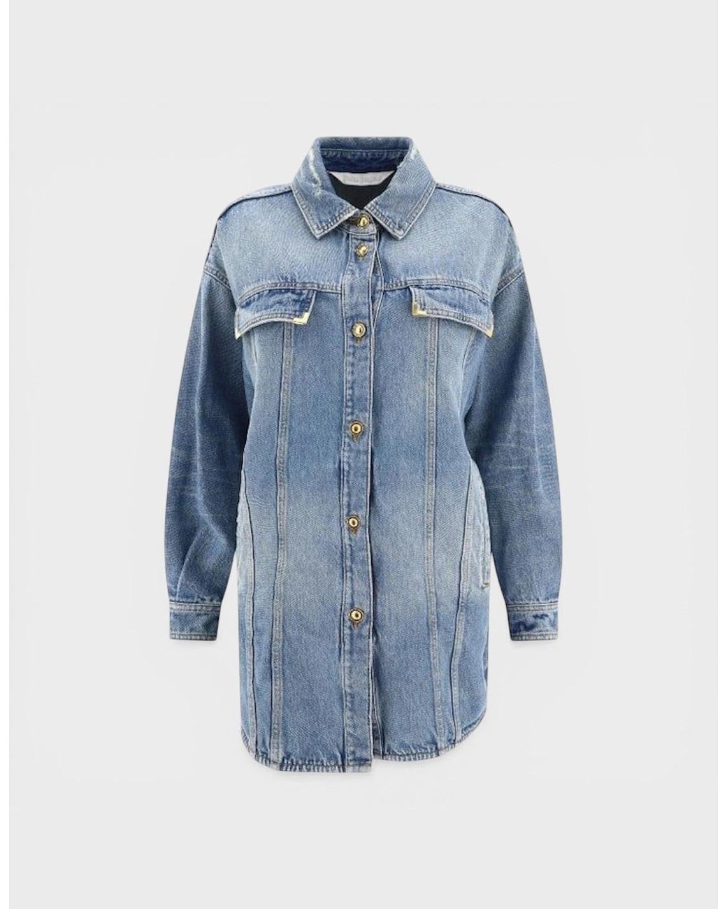Palm Angels Blue Washed Logo Denim Overshirt