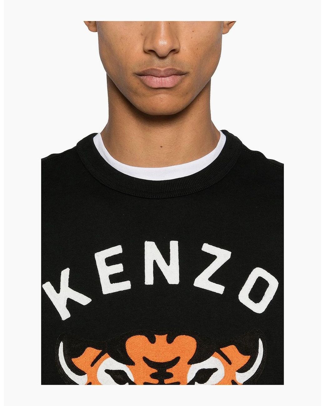 KENZO Black Lucky Tiger Relaxed Sweatshirt for men