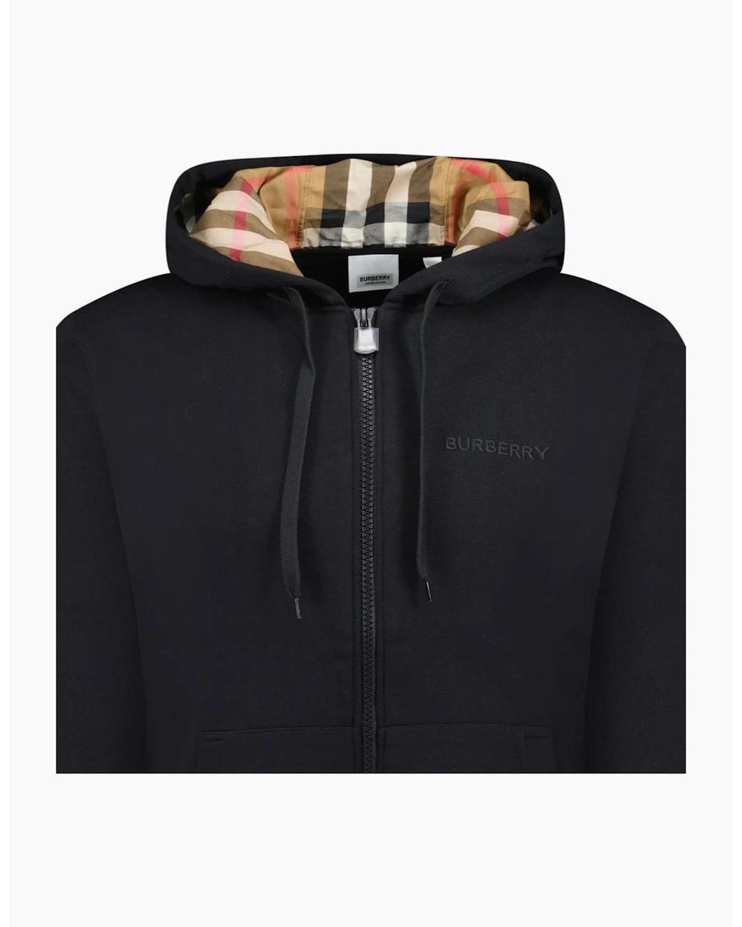 Burberry Blue Hove Check Inner Zip Hoodie for men
