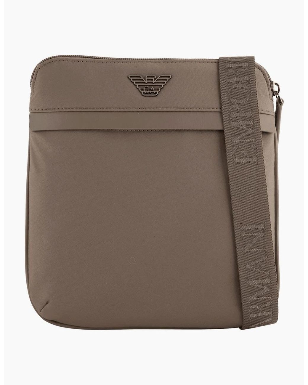 Emporio Armani Brown Nylon Eagle Logo Shoulder Bag for men