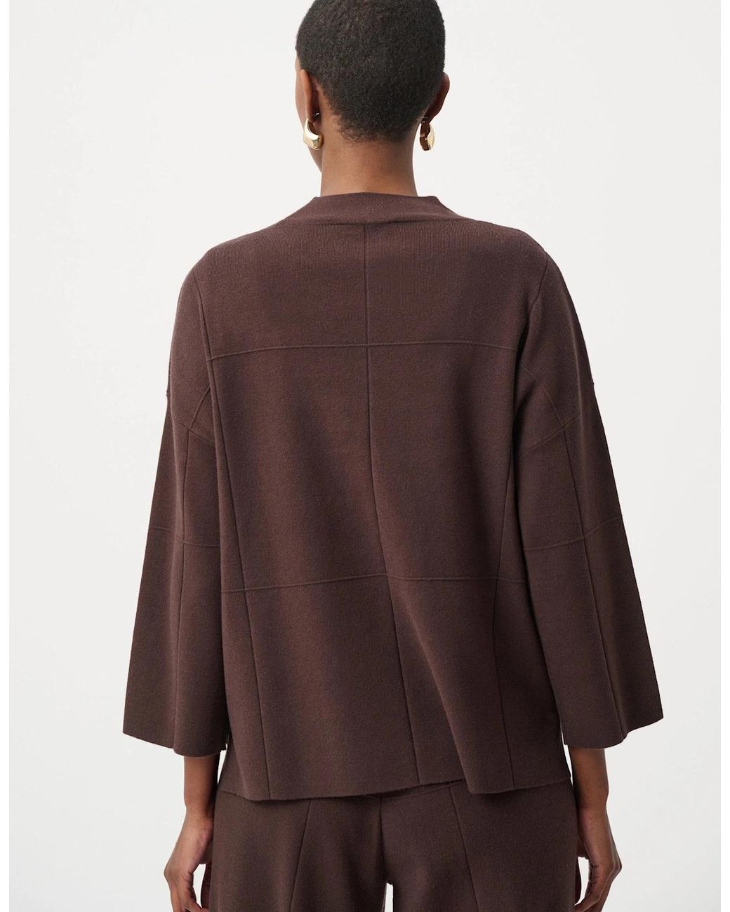 Joseph Ribkoff Brown Brushed Viscose Straight Sweater With Mock Neck