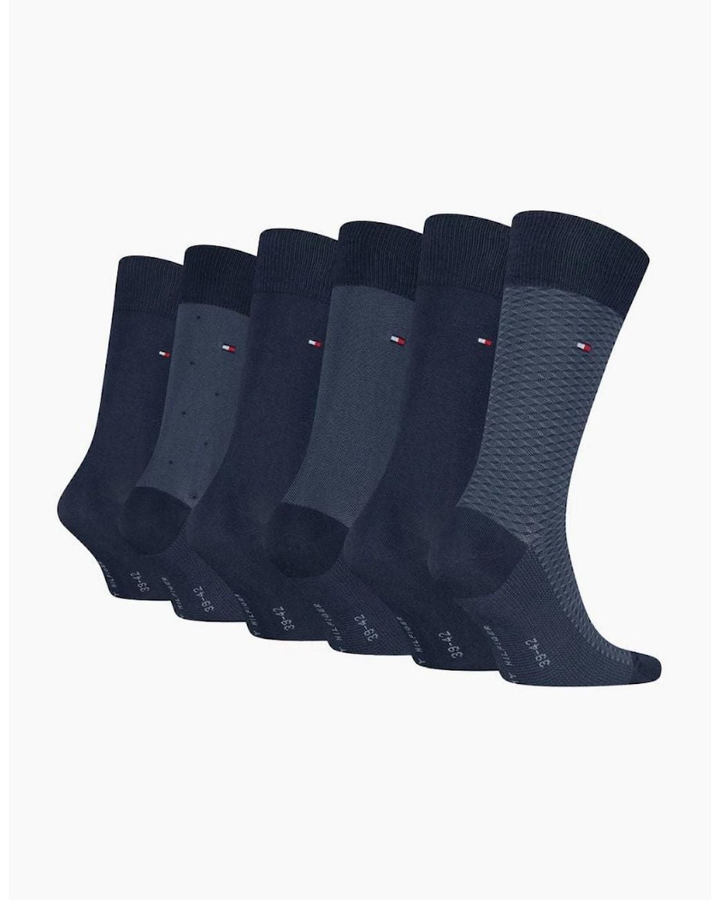 Tommy Hilfiger Blue 6 Pack Giftbox Birdeye Crew Socks for men