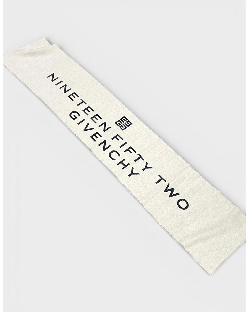 Givenchy Natural Date Logo Print Wool Scarf