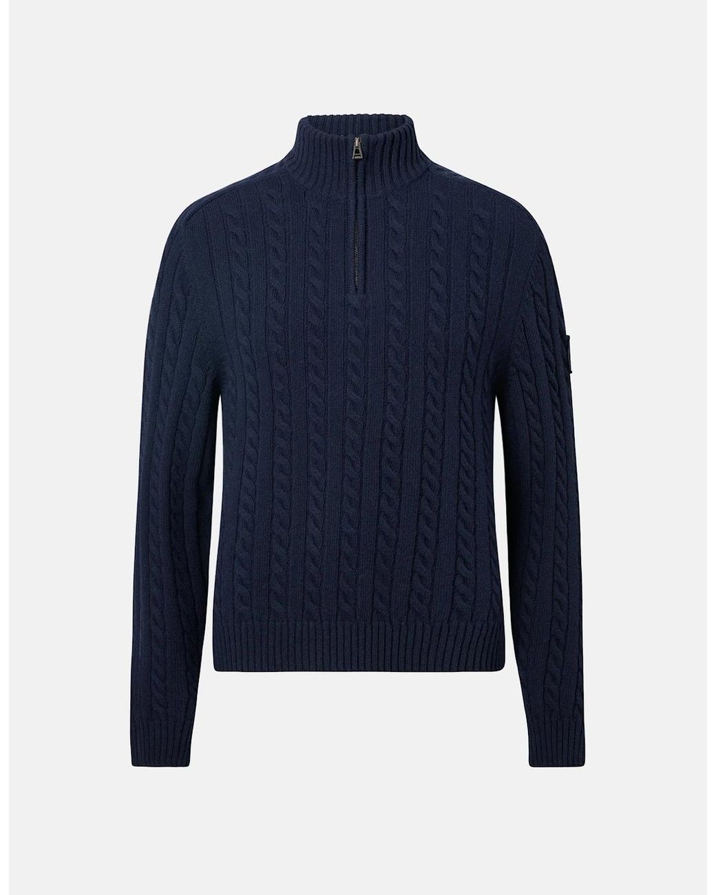 Belstaff Blue Westport Quarter Zip Sweater for men